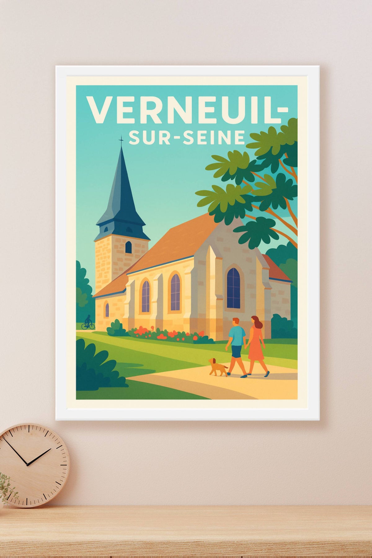 Affiche de Verneuil-sur-Seine - L'église au cœur d'un village paisible