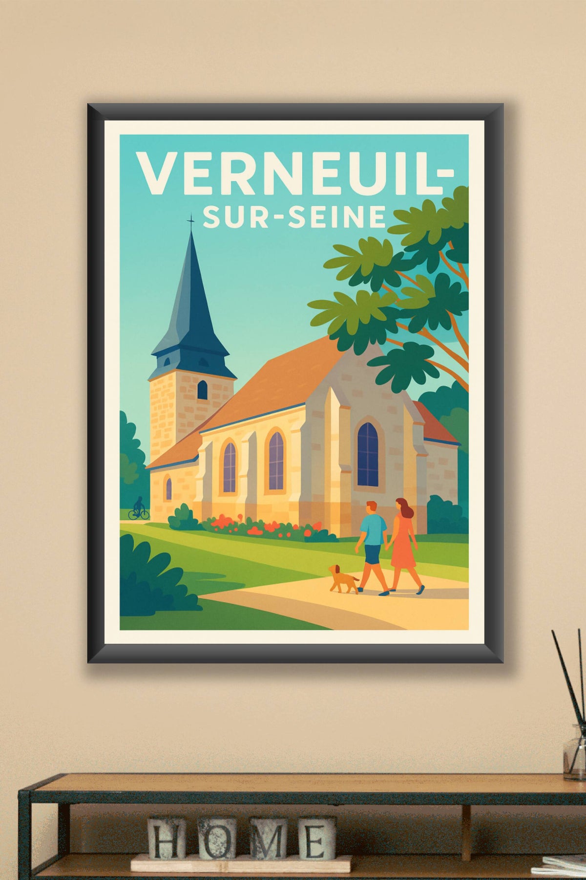 Affiche de Verneuil-sur-Seine - L'église au cœur d'un village paisible