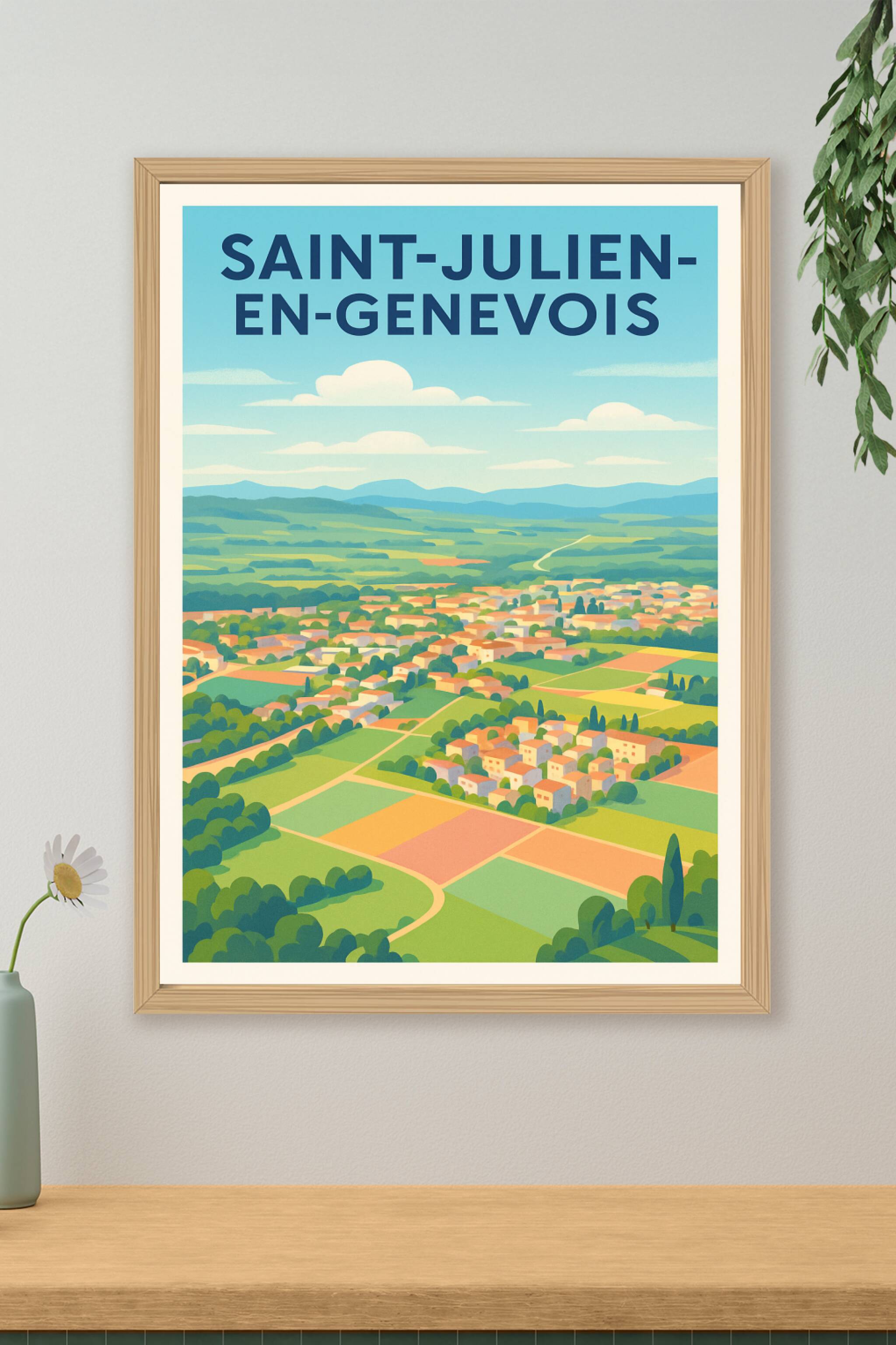 Affiche de Saint-Julien-en-Genevois - Vue panoramique champêtre