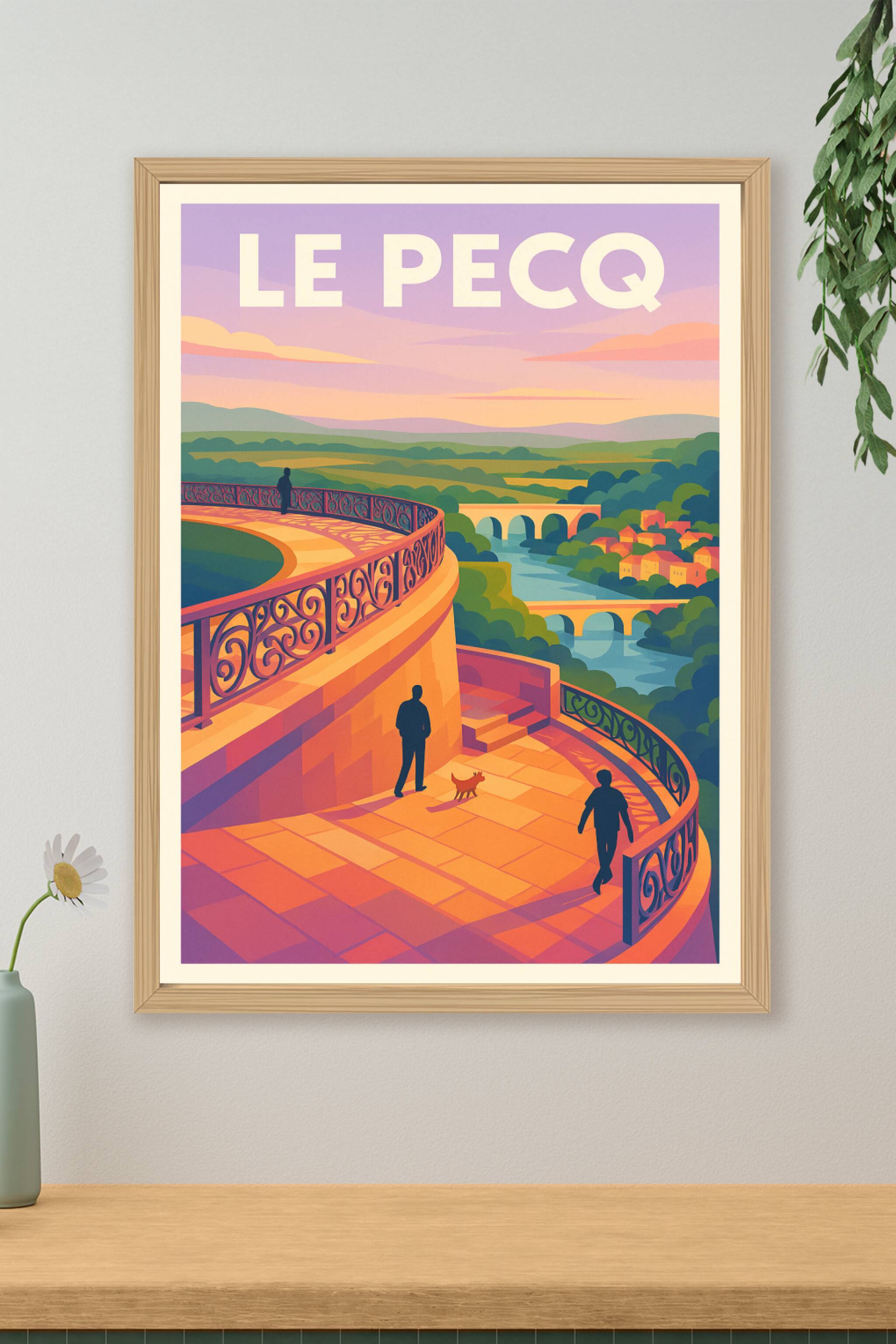 Affiche de Le Pecq - Vue panoramique au coucher du soleil