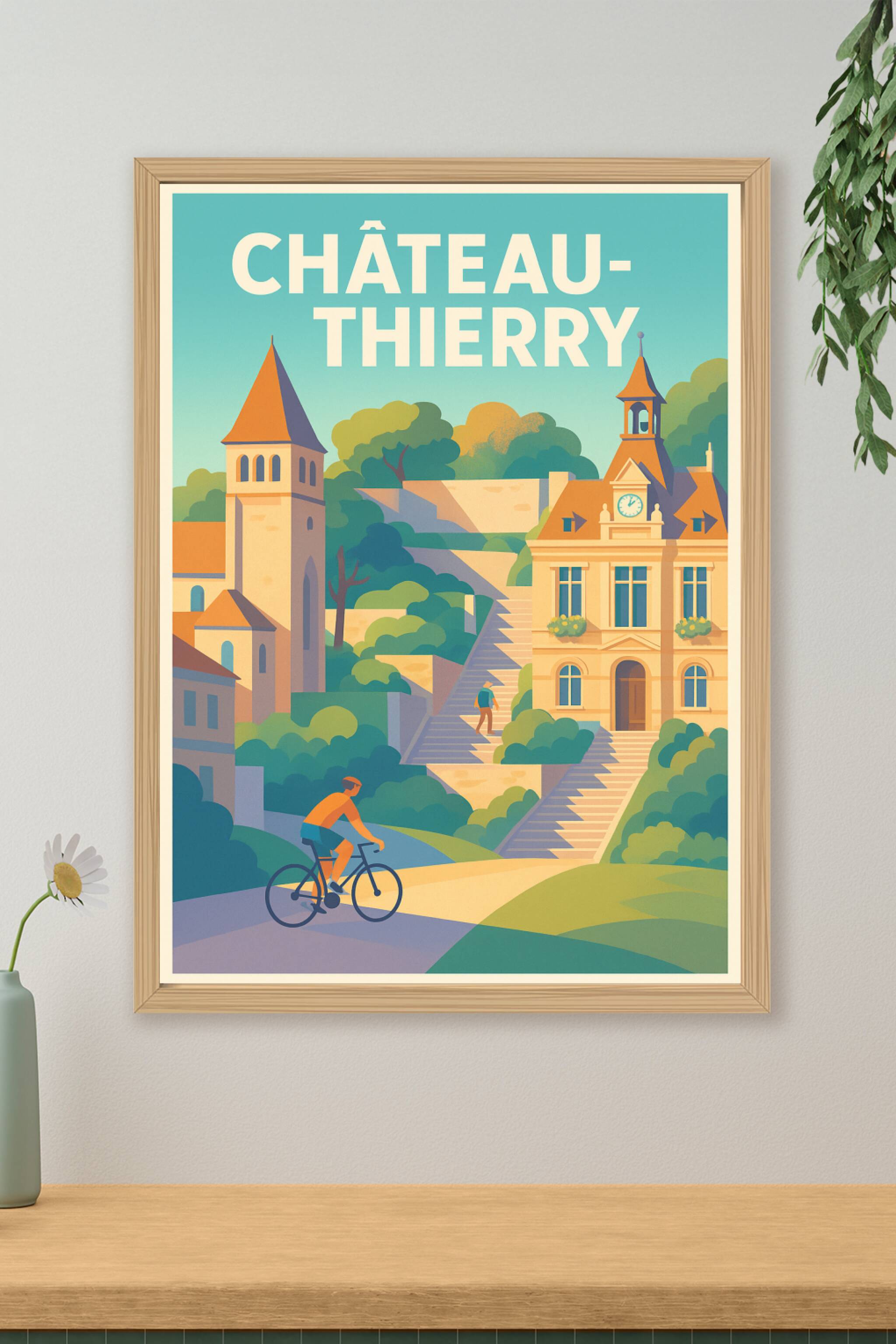 Affiche de Château-Thierry - Charme et authenticité à vélo