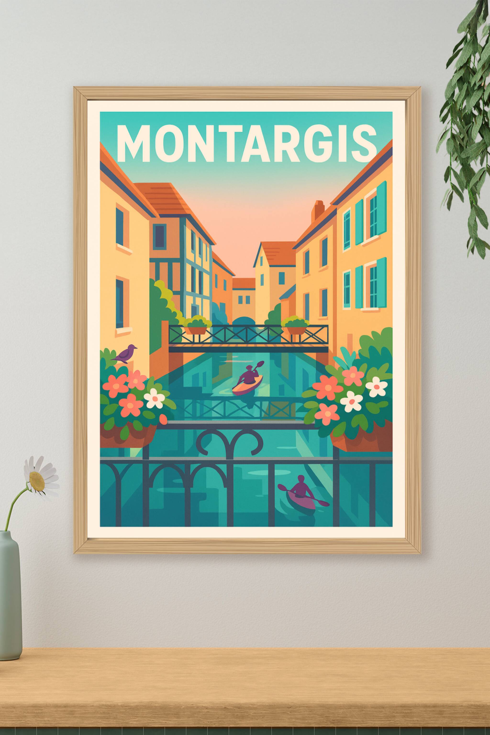 Affiche de Montargis - La Venise du Gâtinais en couleurs douces