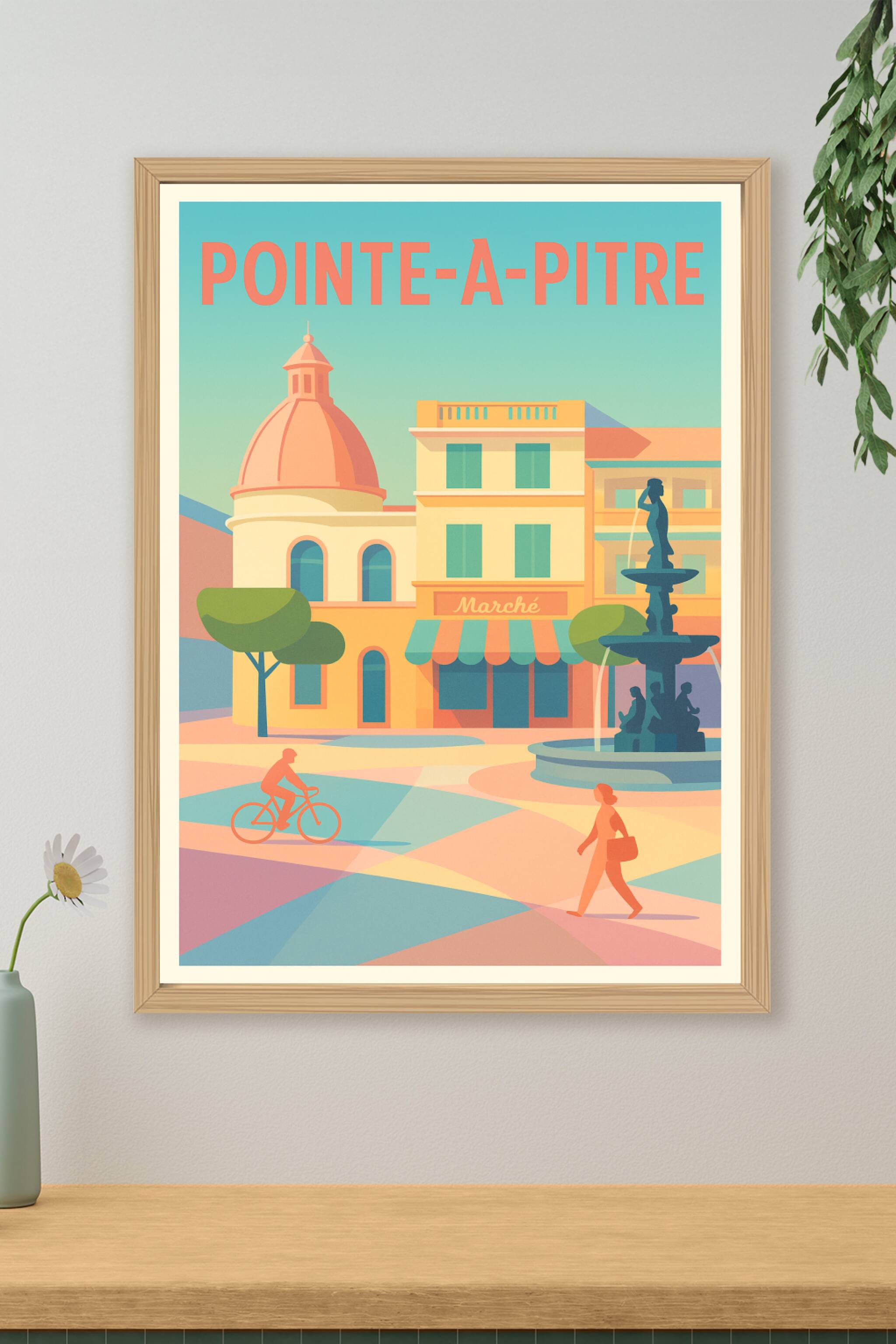 Affiche de Pointe-à-Pitre - Ambiance douce et colorée du marché