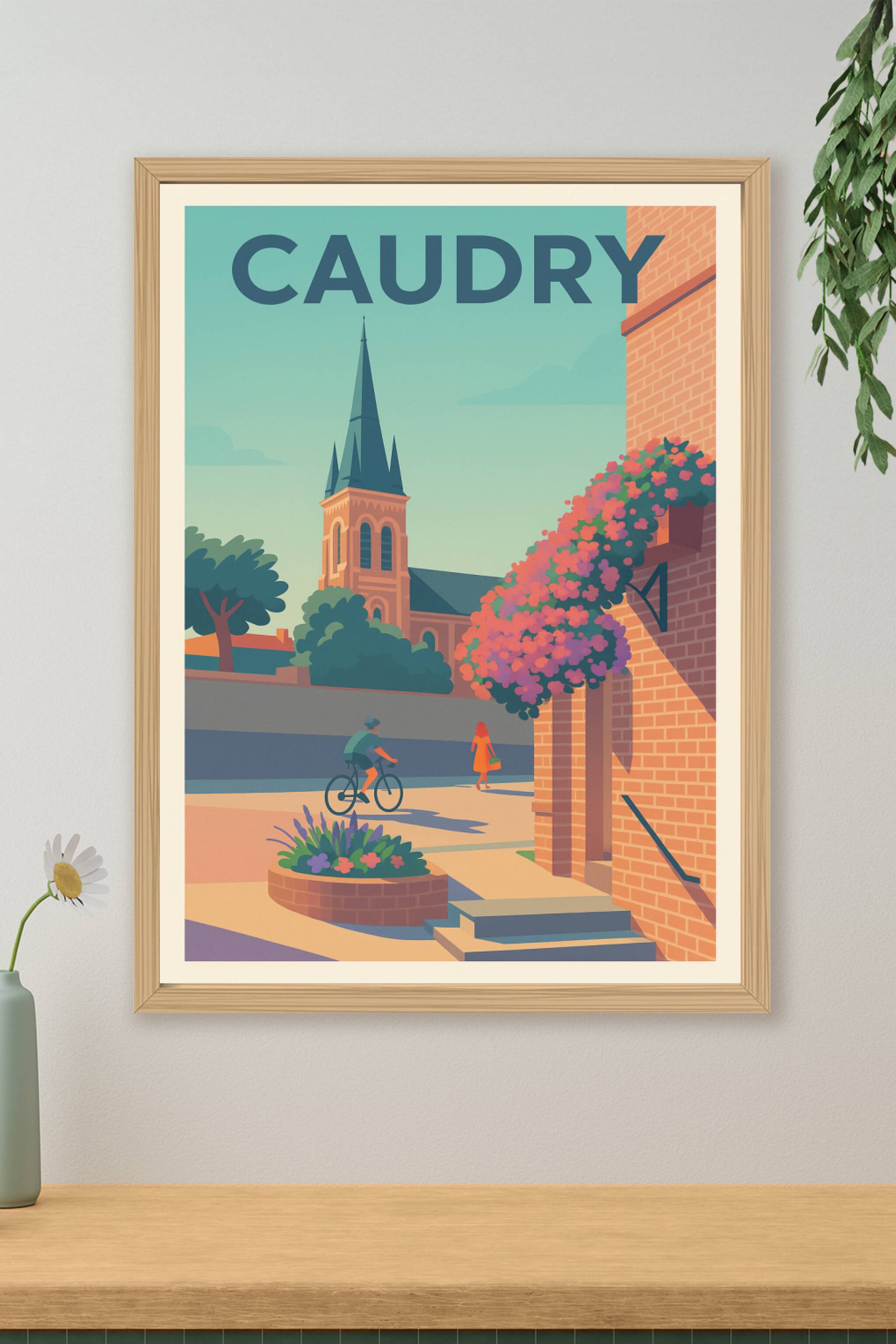 Affiche de Caudry - Charme paisible et couleurs ensoleillées