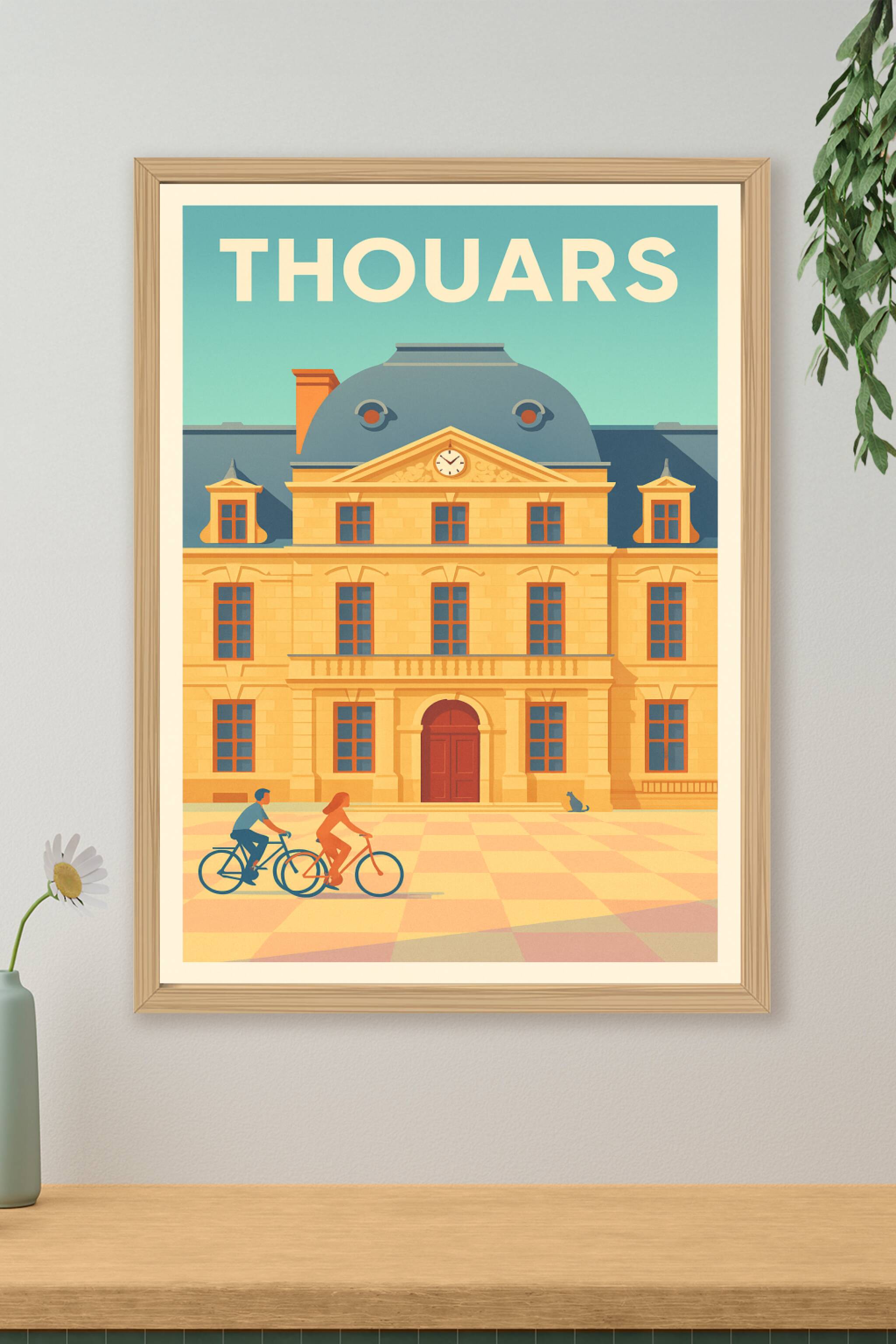 Affiche de Thouars - Charme et douceur à vélo