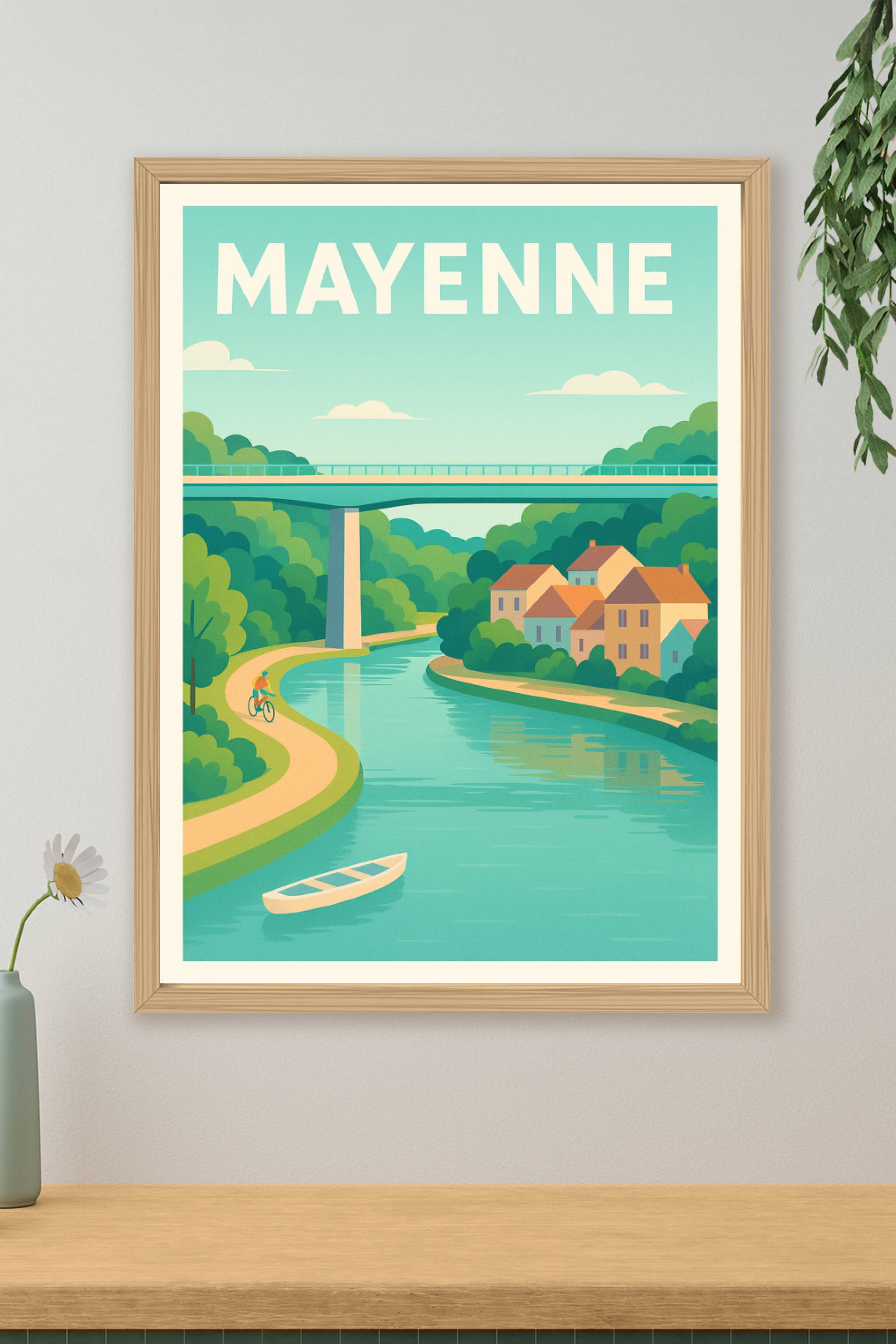 Affiche de Mayenne - Charme naturel et sérénité au fil de l'eau