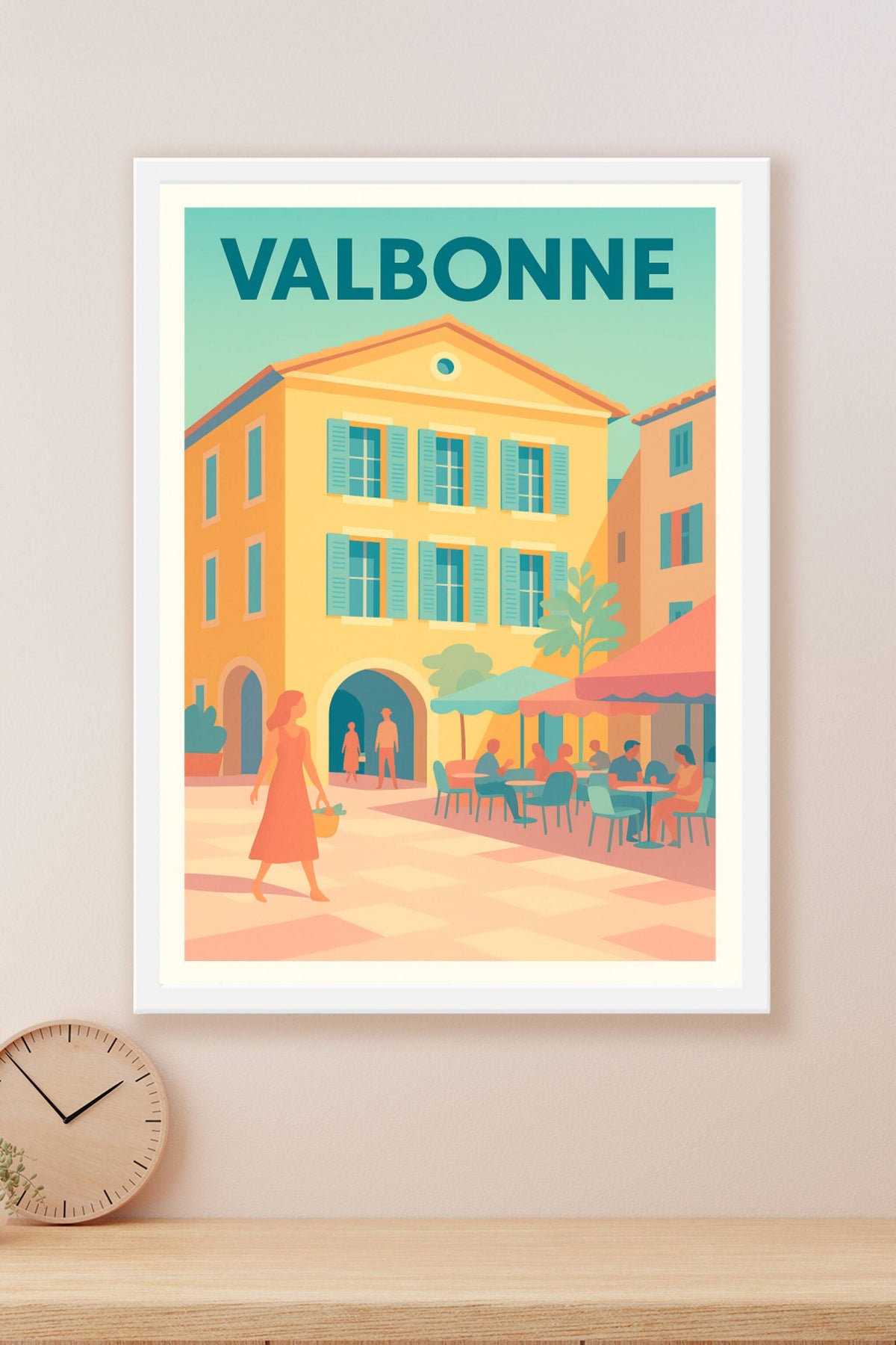 Affiche de Valbonne - L'élégance d'une place ensoleillée
