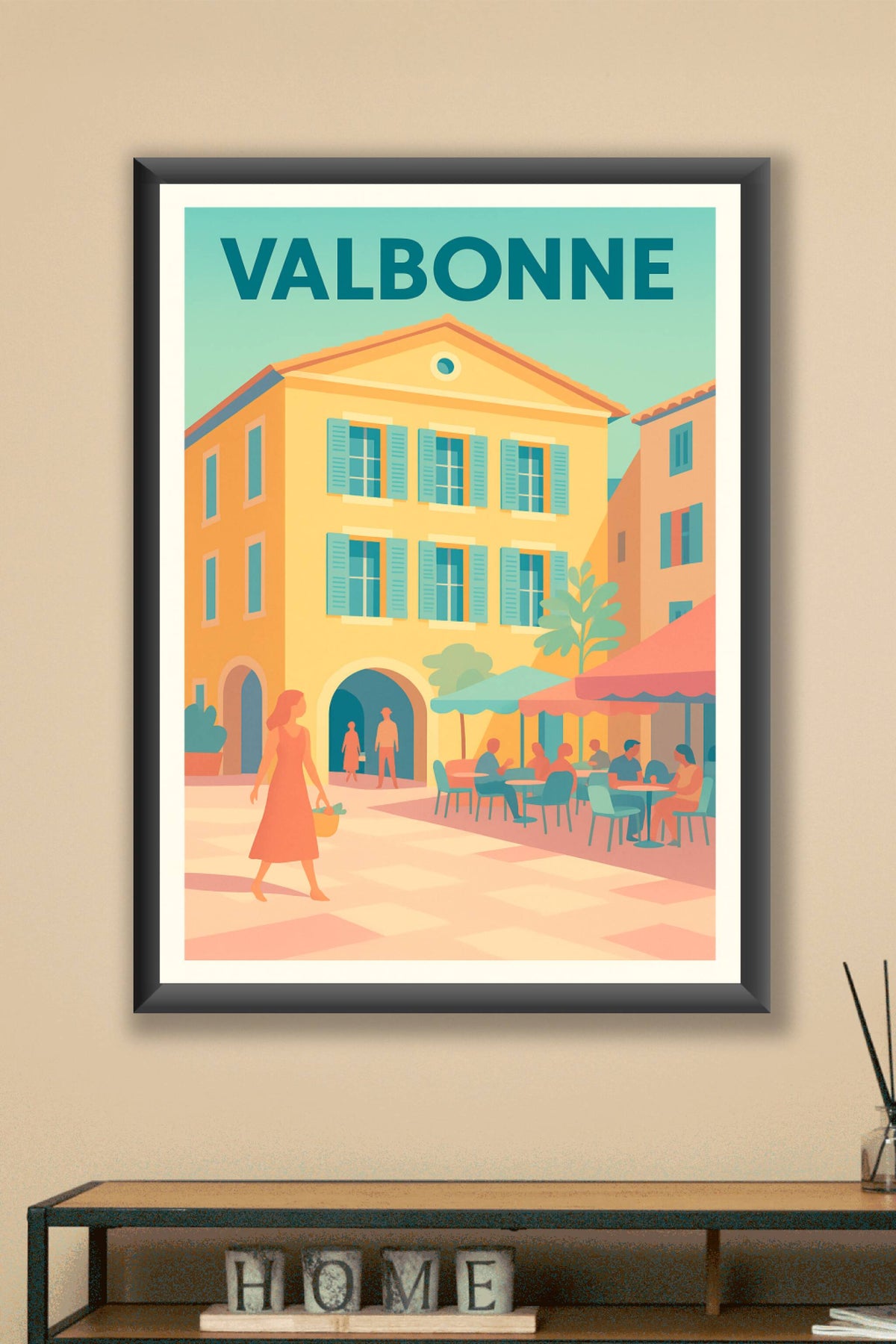 Affiche de Valbonne - L'élégance d'une place ensoleillée