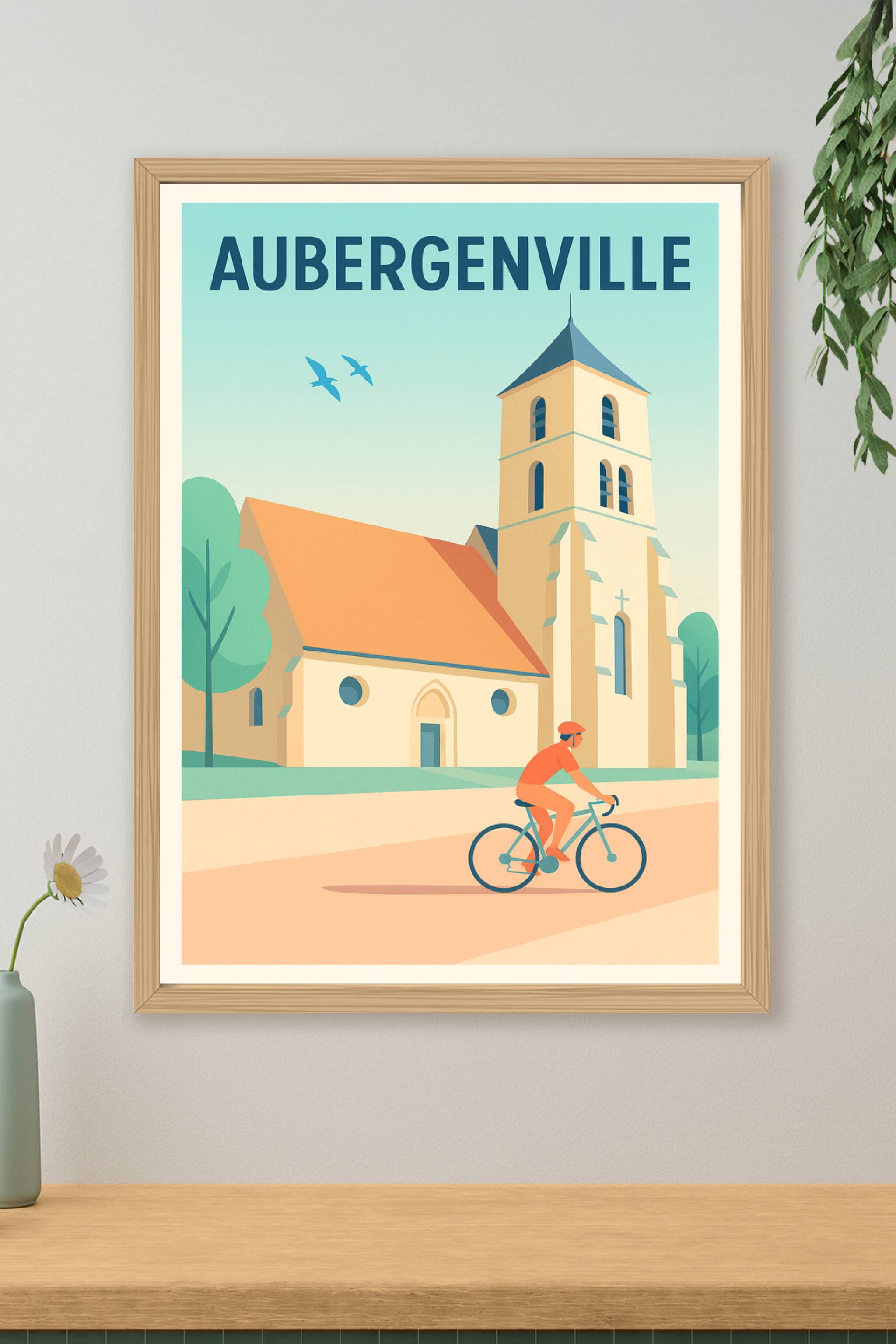 Affiche de Aubergenville - Douceur de vivre à vélo