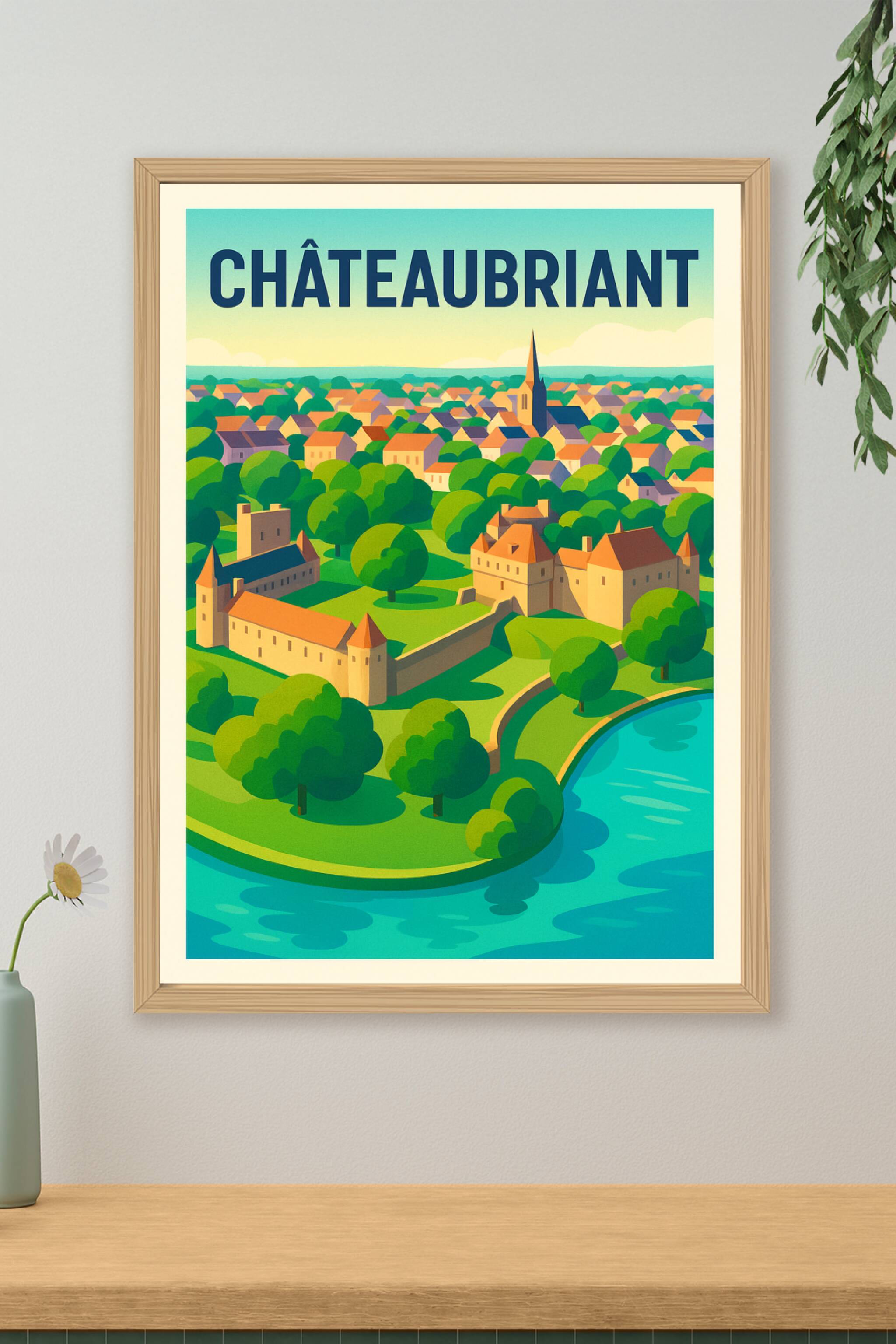 Affiche de Châteaubriant - Charme architectural et verdure apaisante