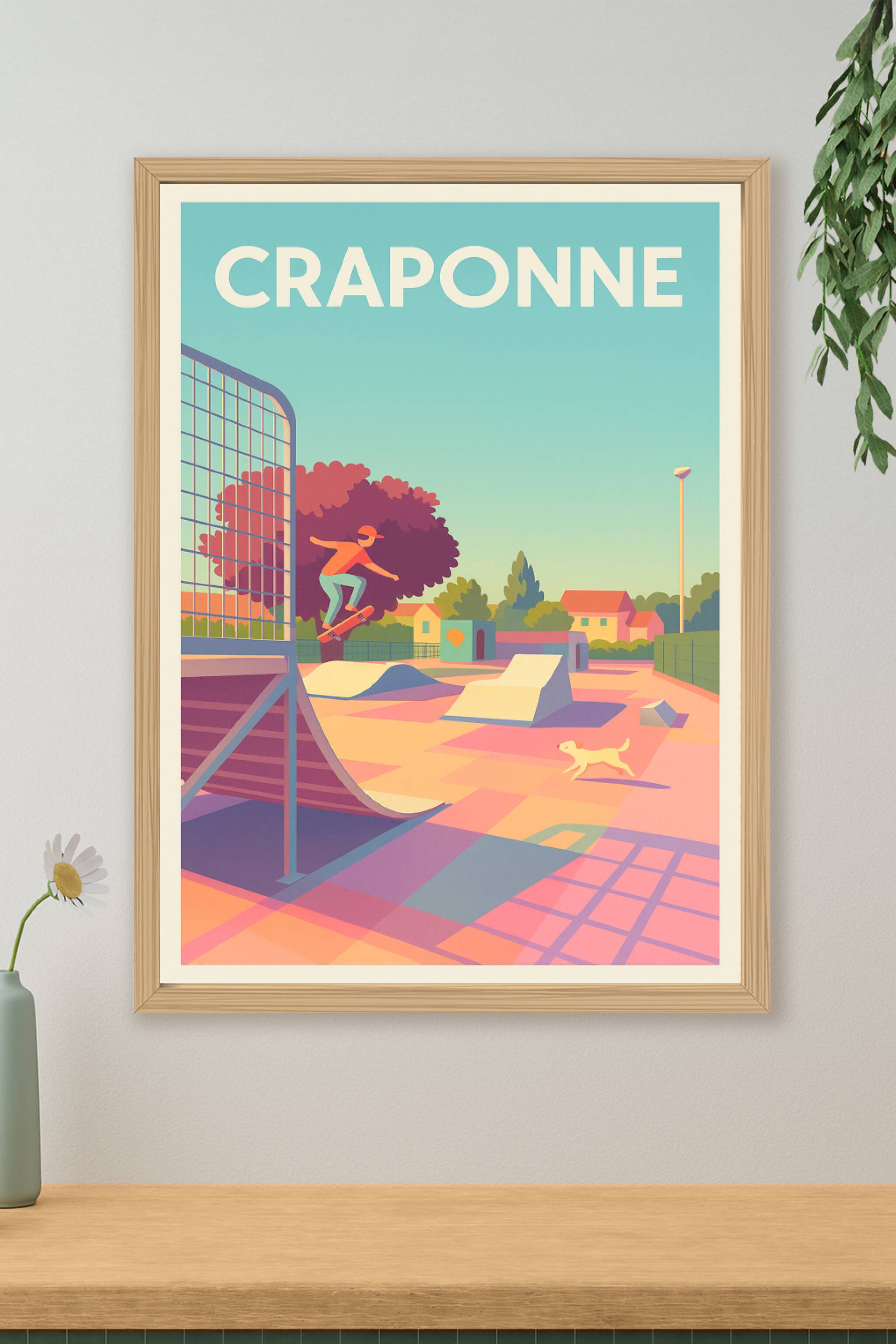 Affiche de Craponne - Skatepark ensoleillé et ambiance détendue
