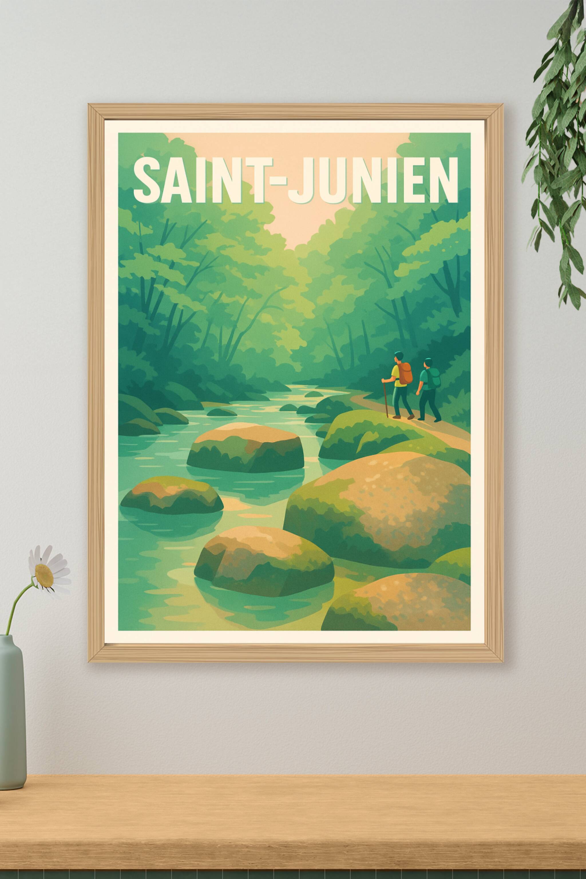Affiche de Saint-Junien - Invitation à la randonnée en pleine nature