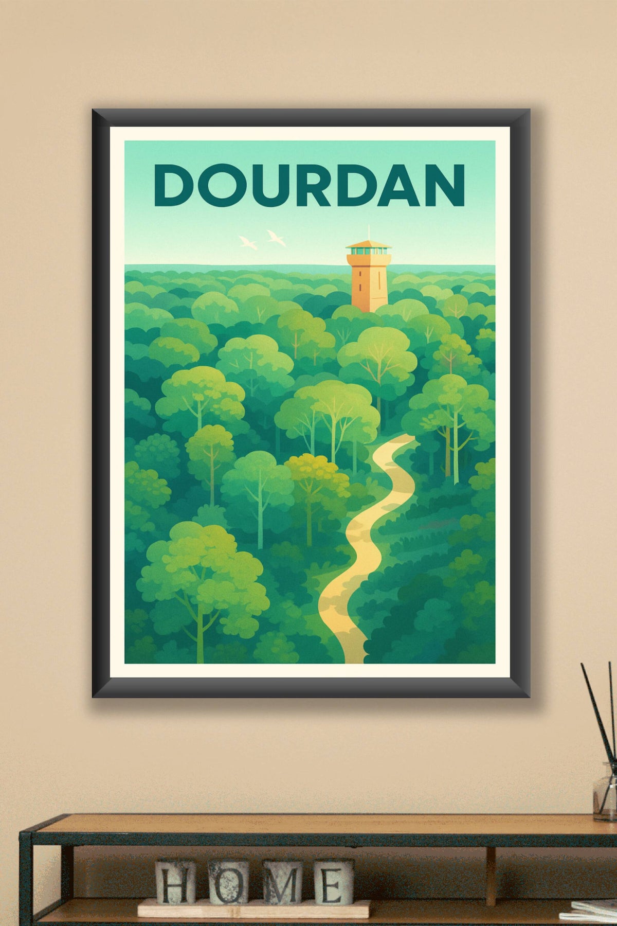 Affiche de Dourdan - Échappée verte et tour emblématique
