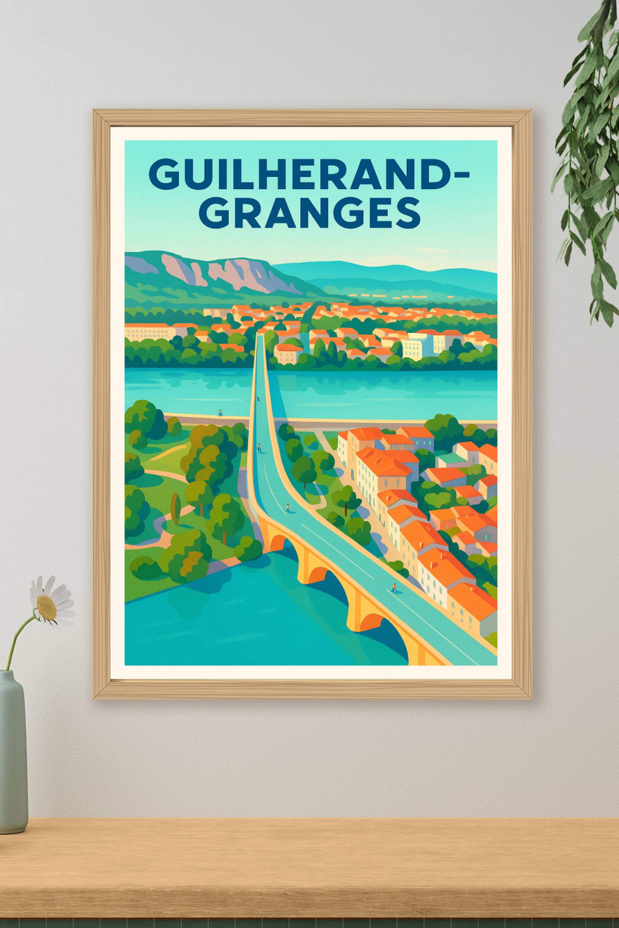 Affiche de Guilherand-Granges - Vue panoramique lumineuse