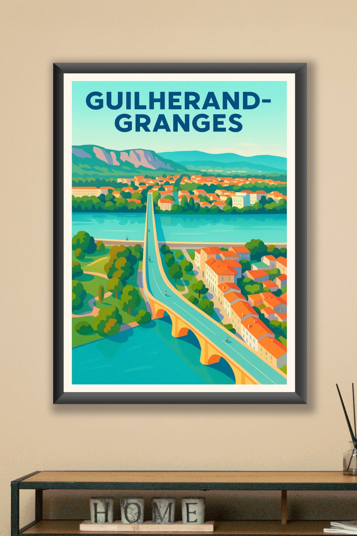 Affiche de Guilherand-Granges - Vue panoramique lumineuse