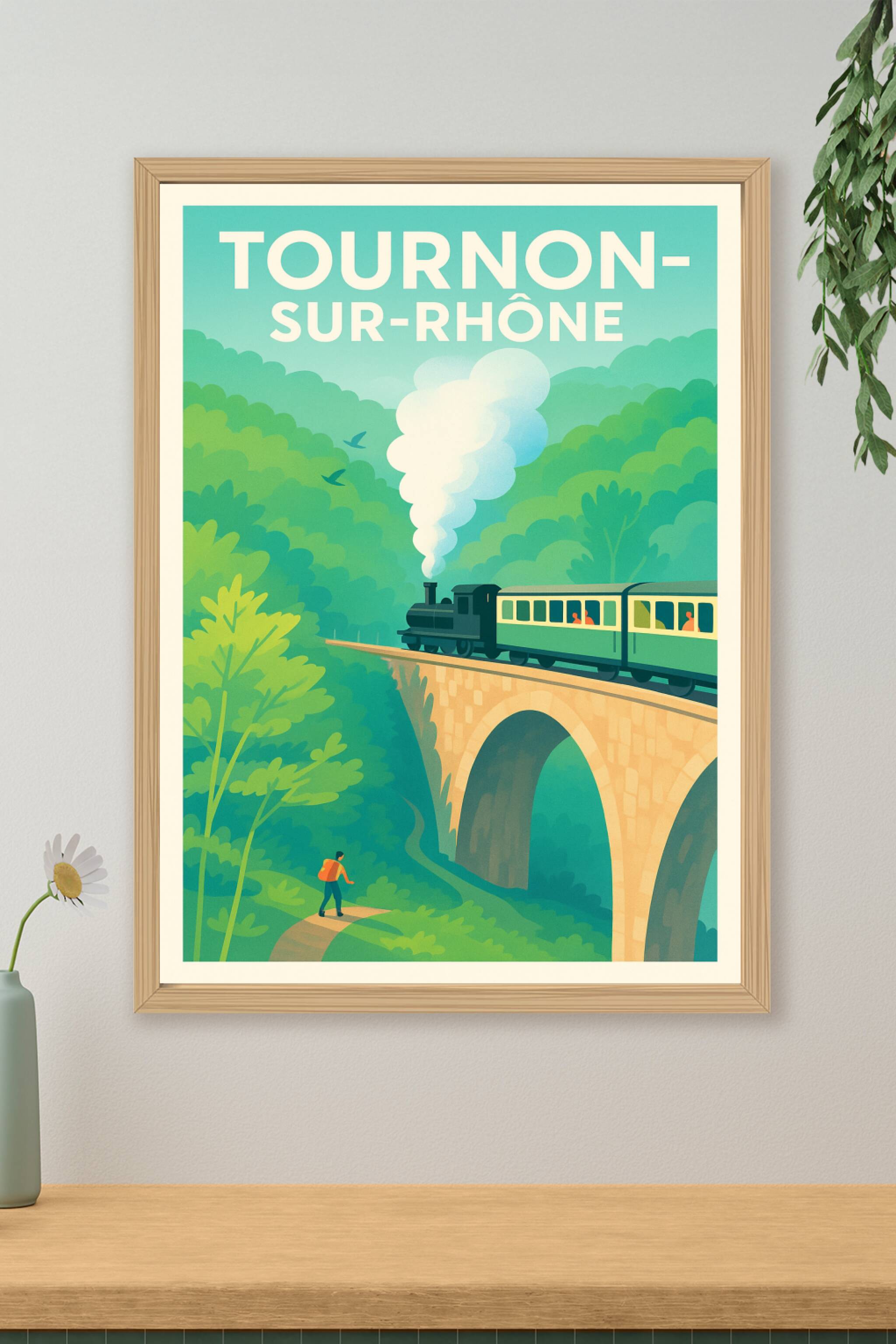 Affiche de Tournon-sur-Rhône - Voyage nostalgique au cœur de la nature