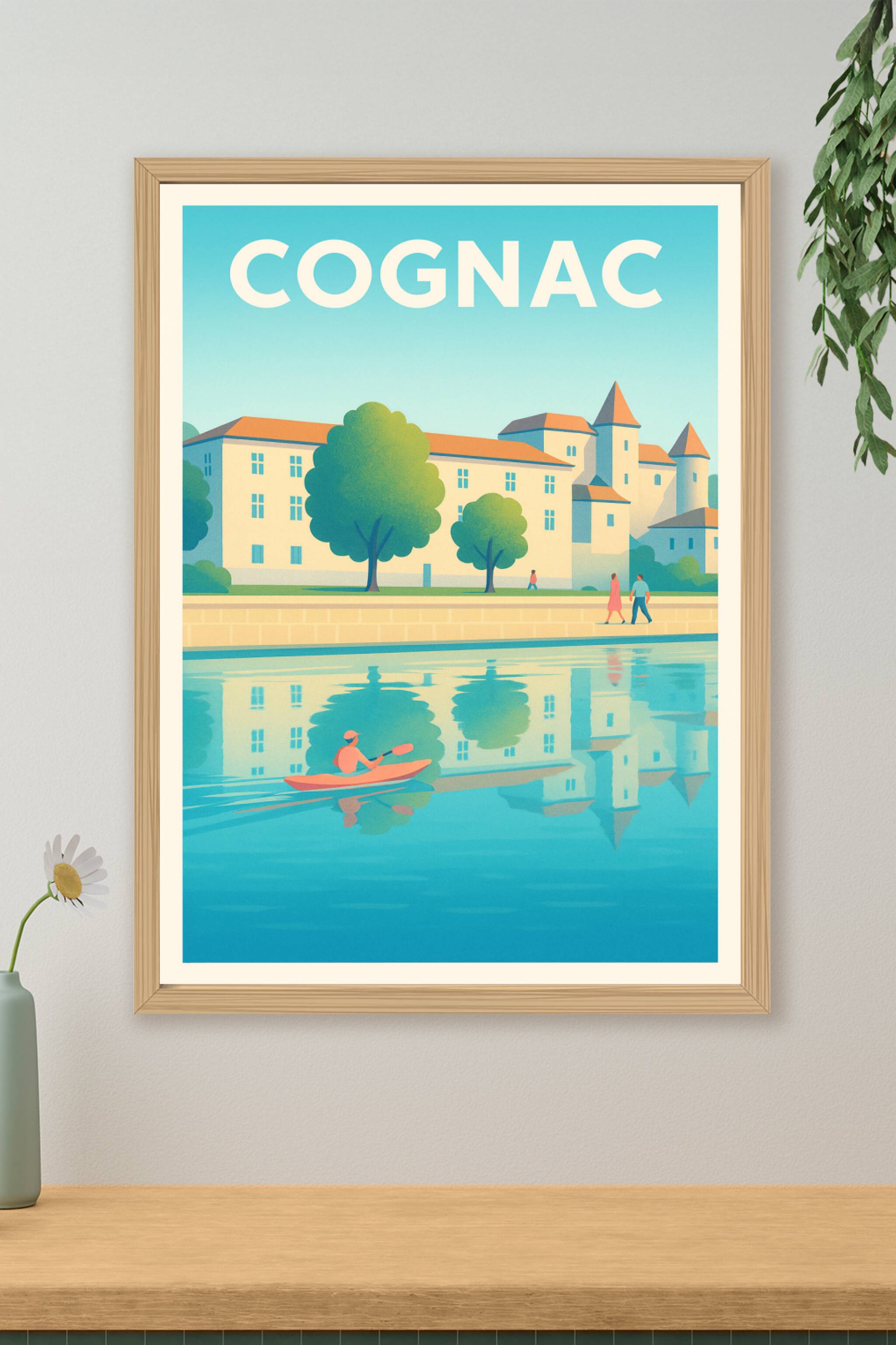 Affiche de Cognac - Reflets paisibles au fil de l'eau