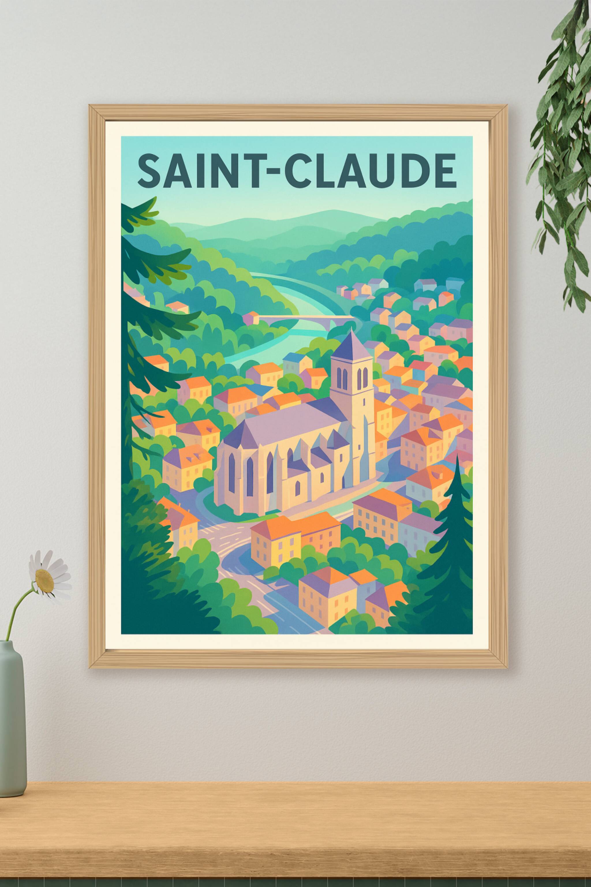 Affiche de Saint-Claude - Harmonie entre nature et architecture