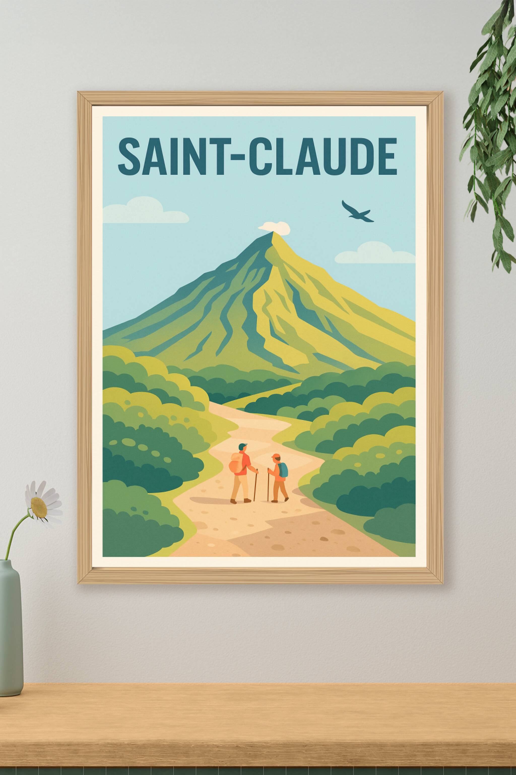 Affiche de Saint-Claude - Invitation à la randonnée au cœur de la nature