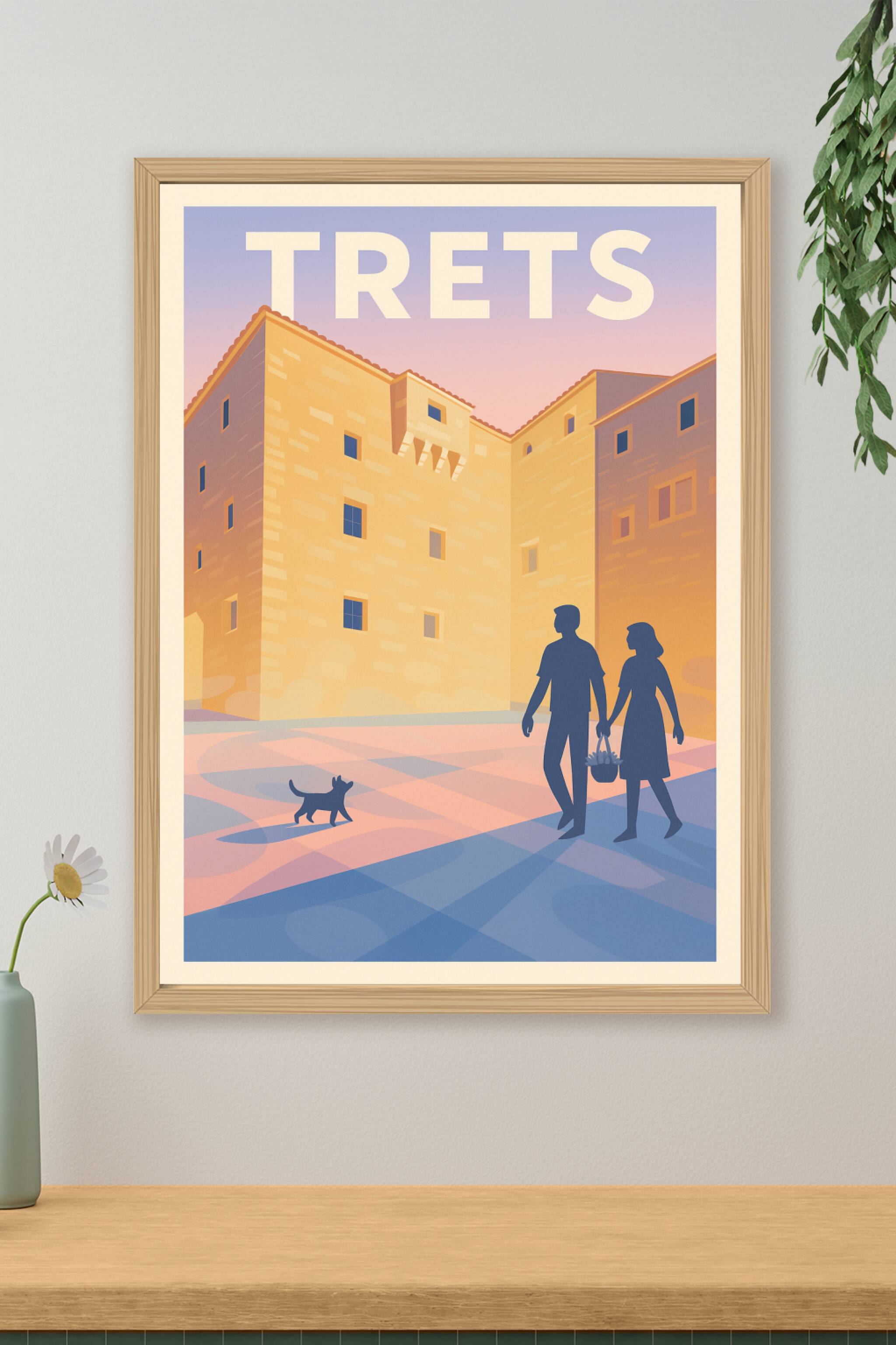 Affiche de Trets - Promenade au crépuscule dans la cité provençale