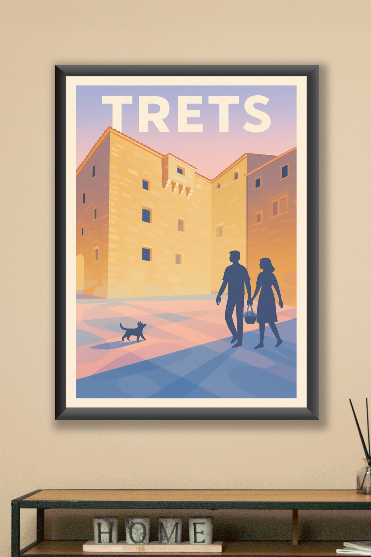 Affiche de Trets - Promenade au crépuscule dans la cité provençale