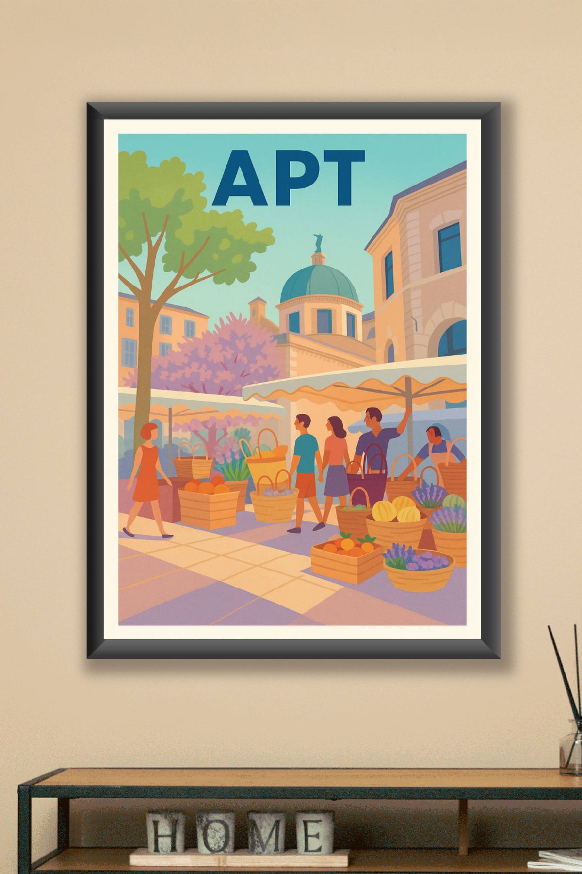 Affiche de Apt - Ambiance conviviale au marché provençal