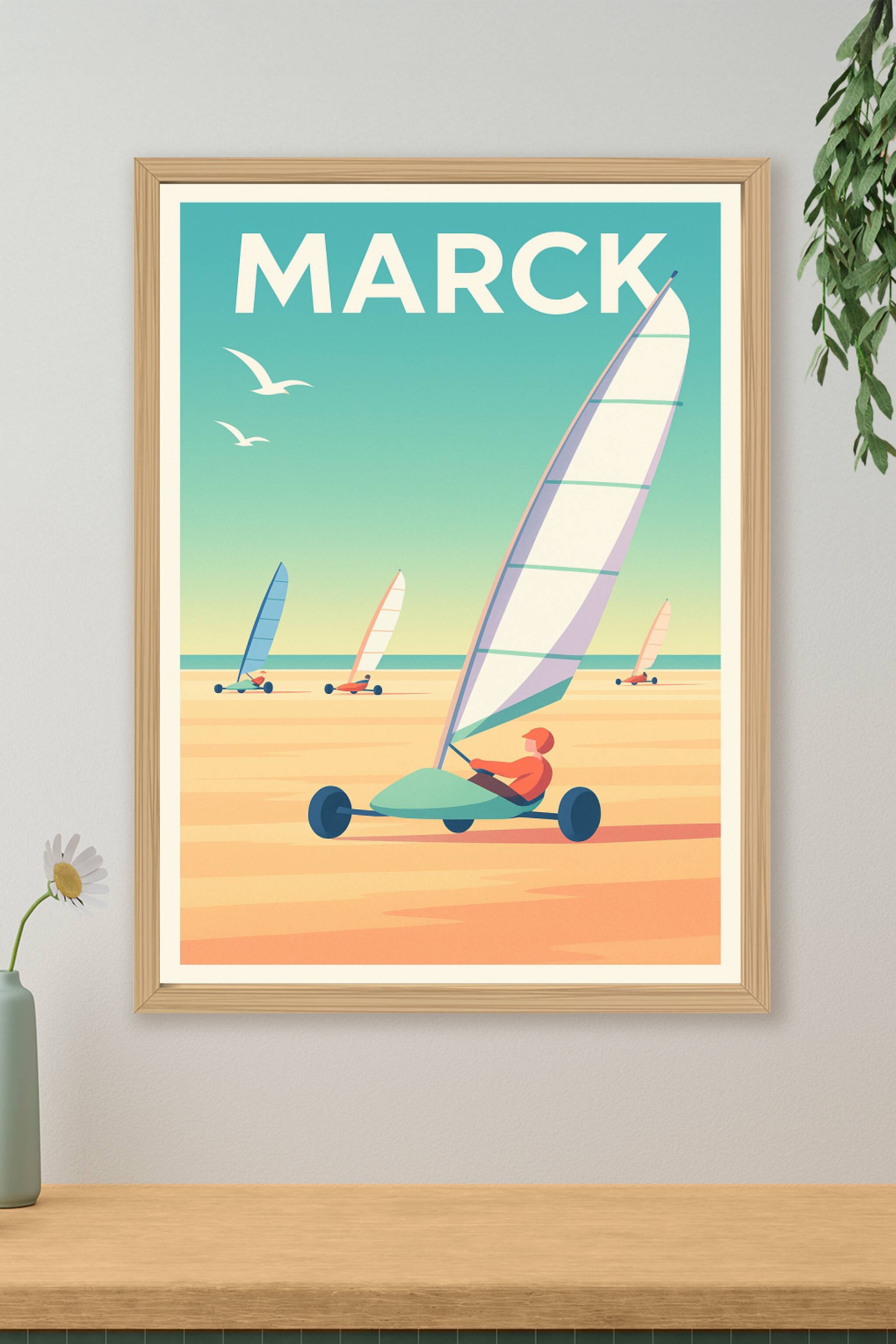Affiche de Marck - L'art du char à voile sur la plage
