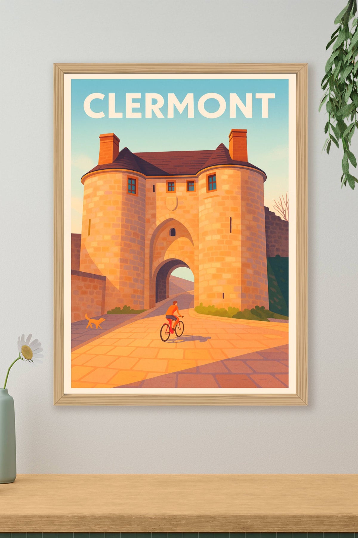 Affiche de Clermont - L'entrée historique en lumière dorée