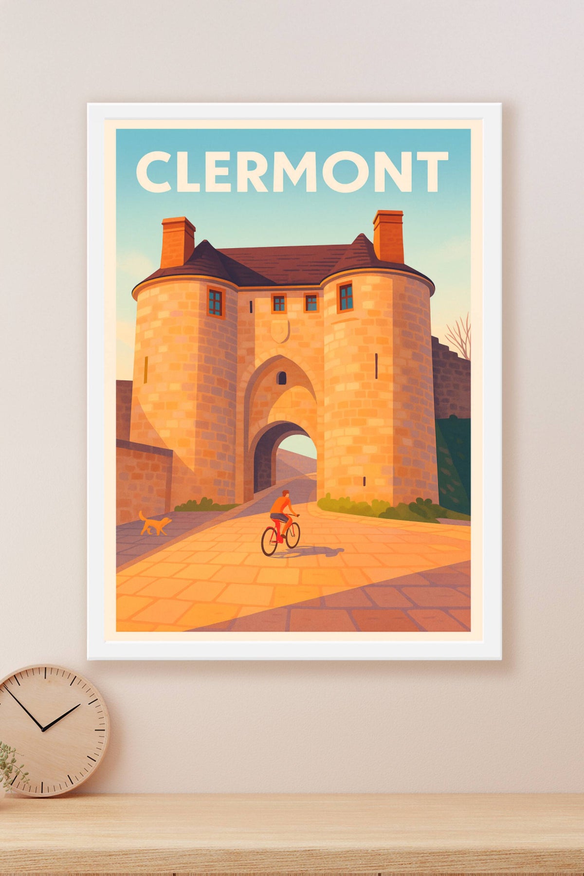 Affiche de Clermont - L'entrée historique en lumière dorée