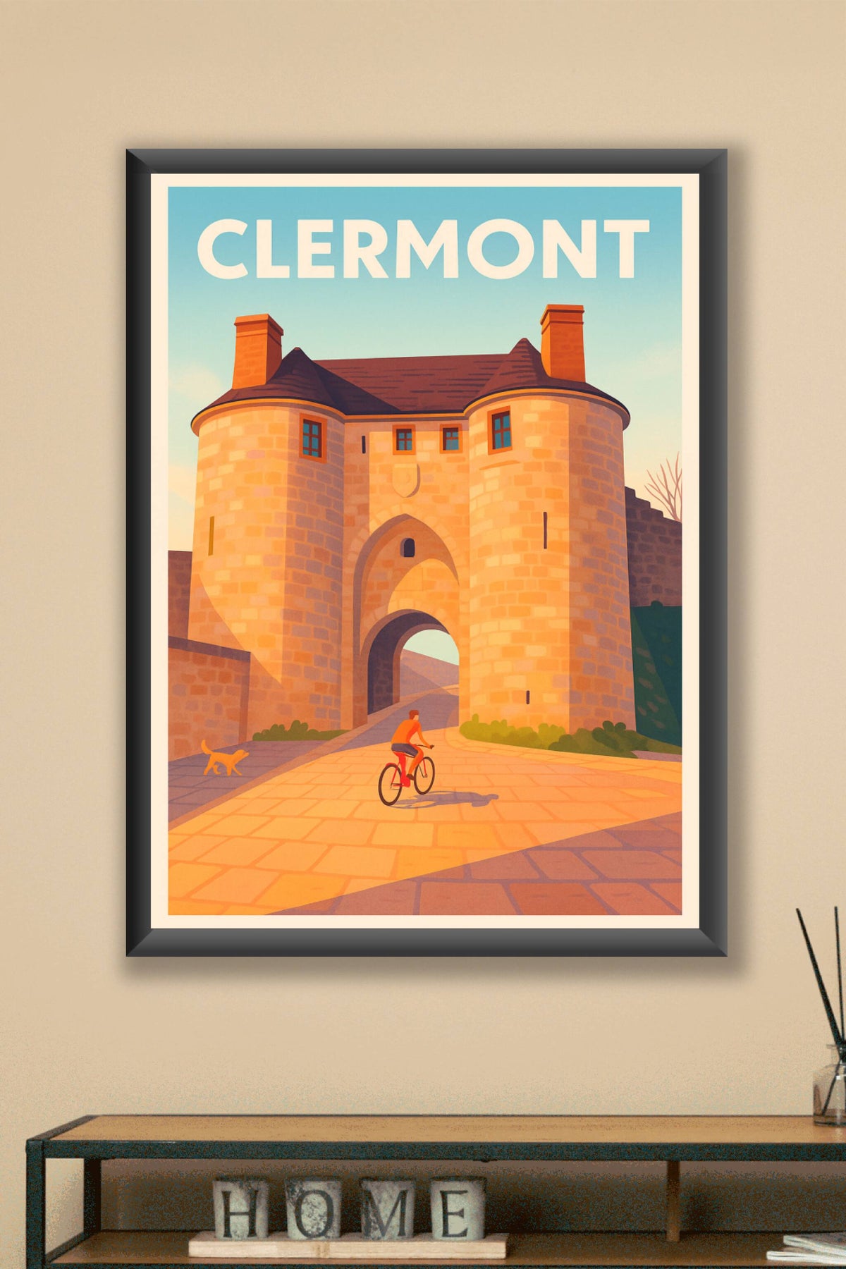 Affiche de Clermont - L'entrée historique en lumière dorée