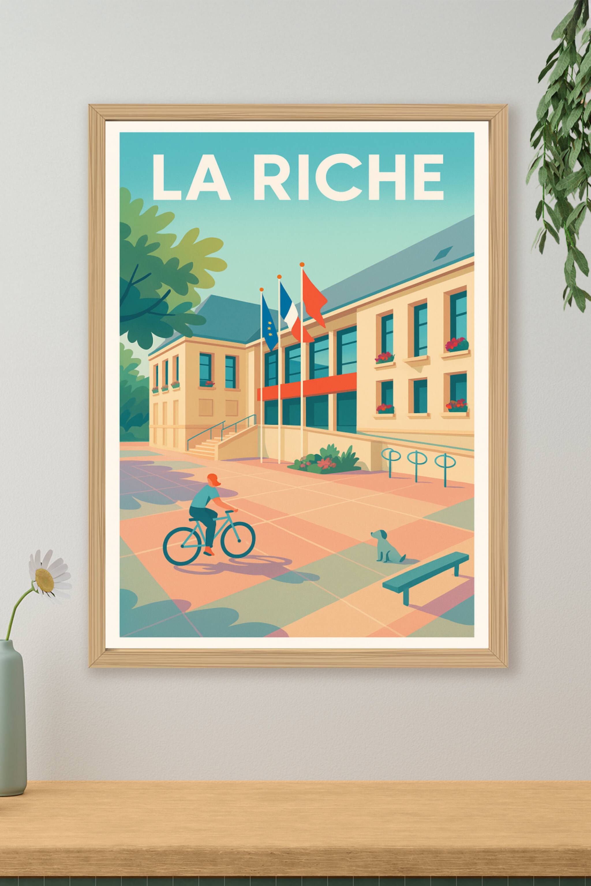 Affiche de La Riche - Charme et douceur de vivre à vélo