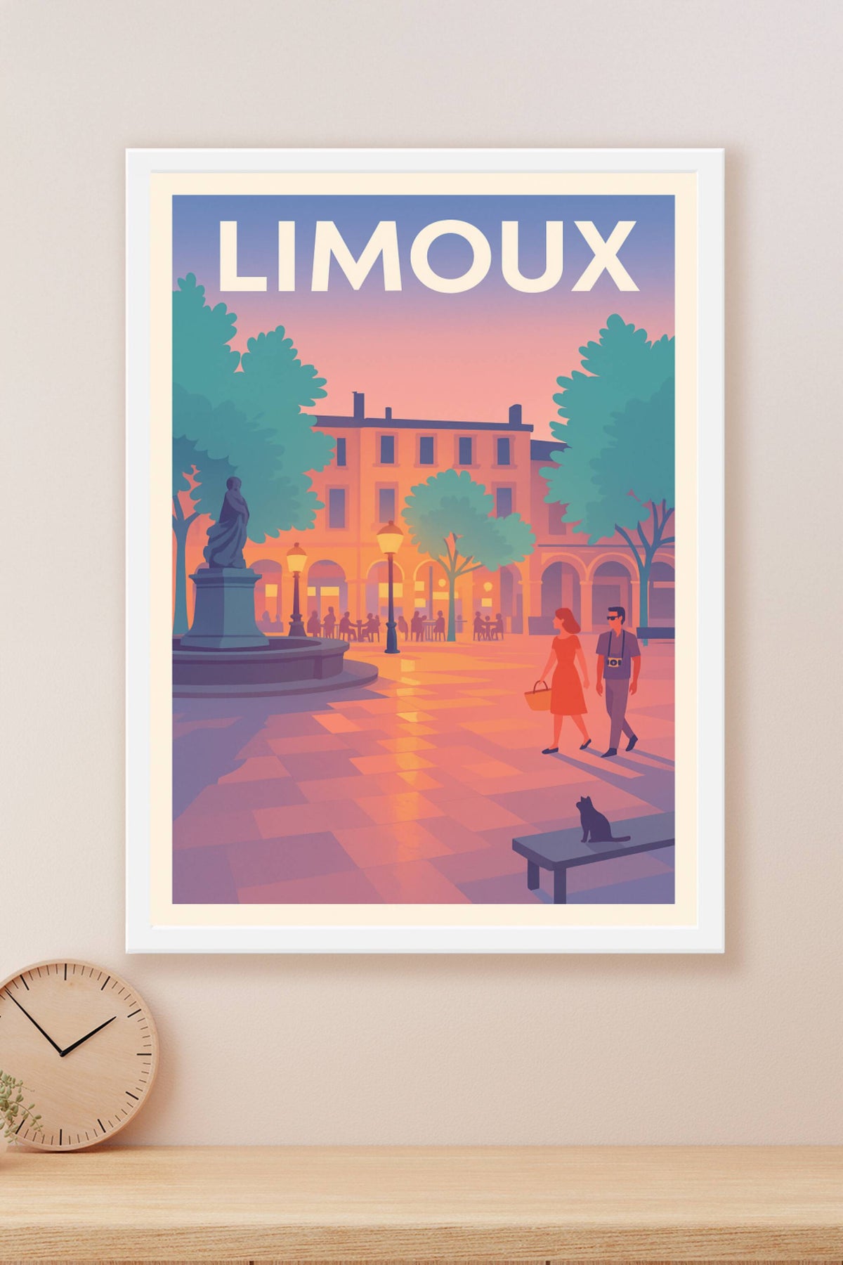 Affiche de Limoux - Promenade au crépuscule en centre-ville