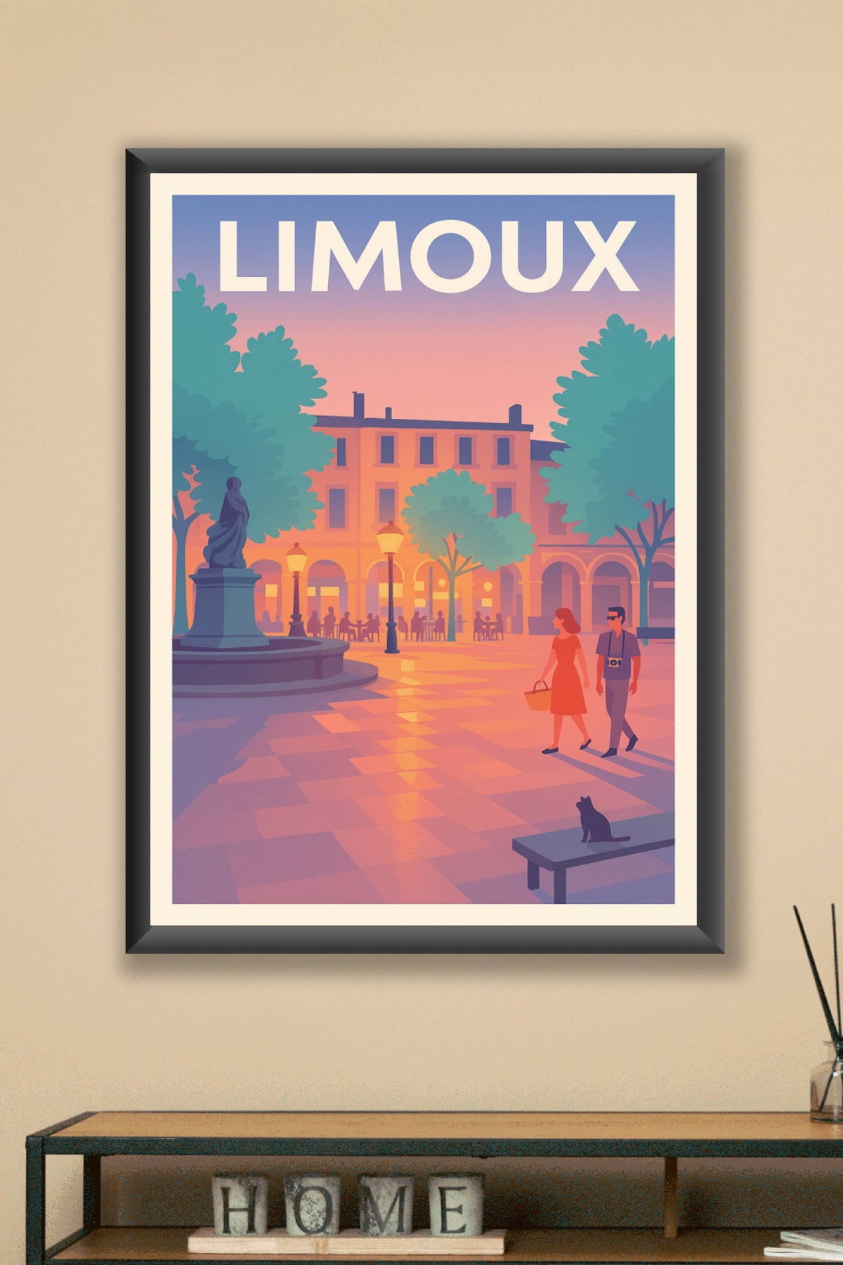 Affiche de Limoux - Promenade au crépuscule en centre-ville