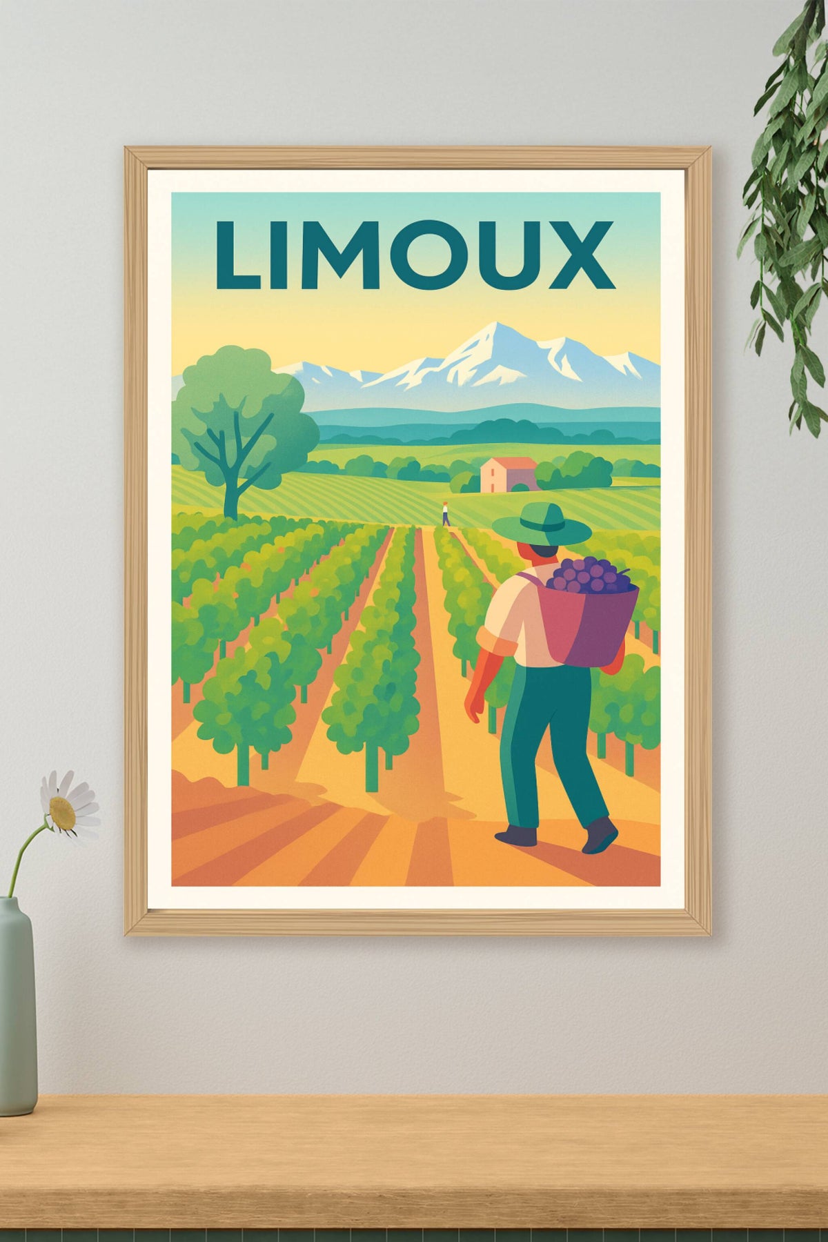Affiche de Limoux - Terroir et Vignobles ensoleillés