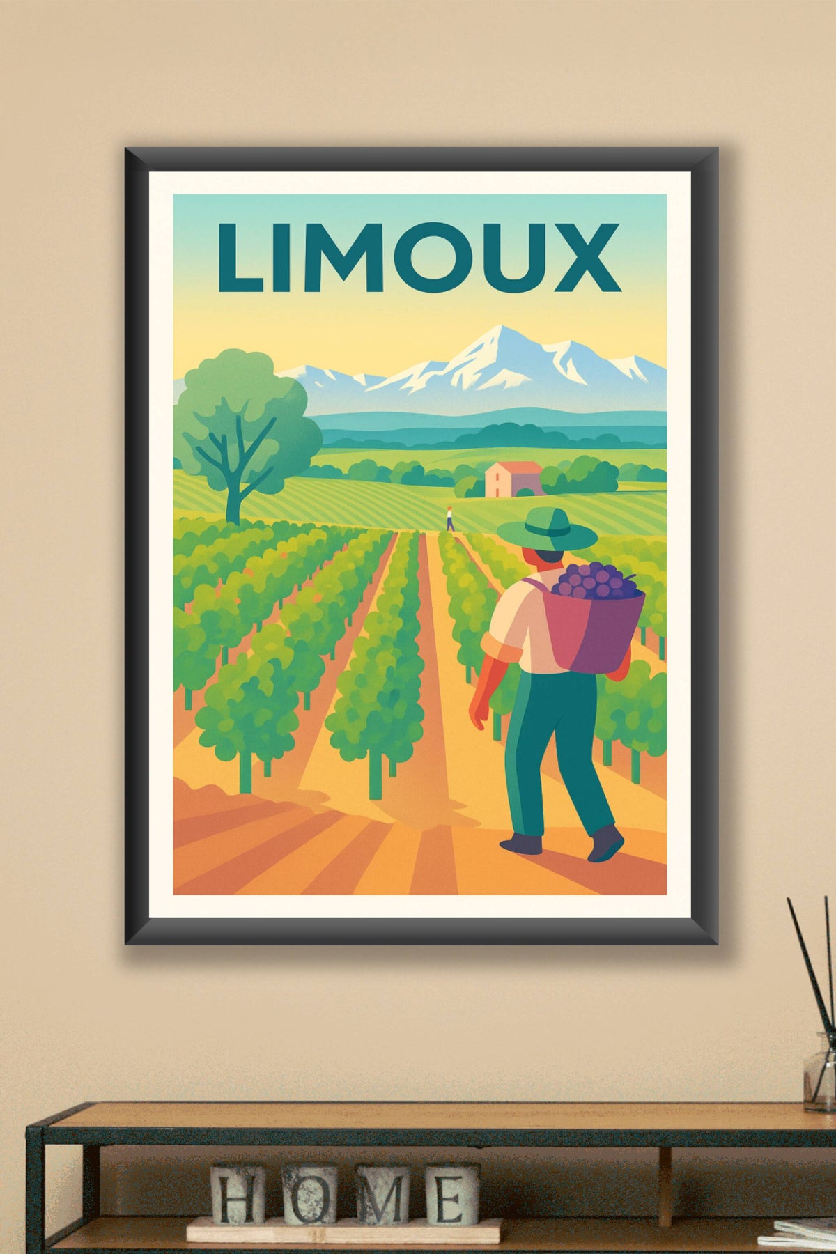 Affiche de Limoux - Terroir et Vignobles ensoleillés