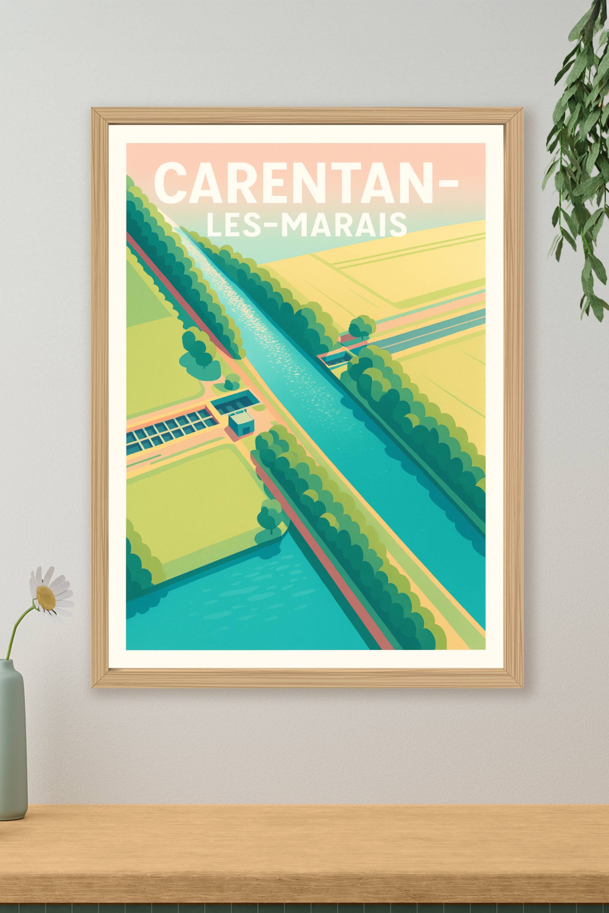 Affiche de Carentan-les-Marais - Harmonie naturelle et lignes d'eau