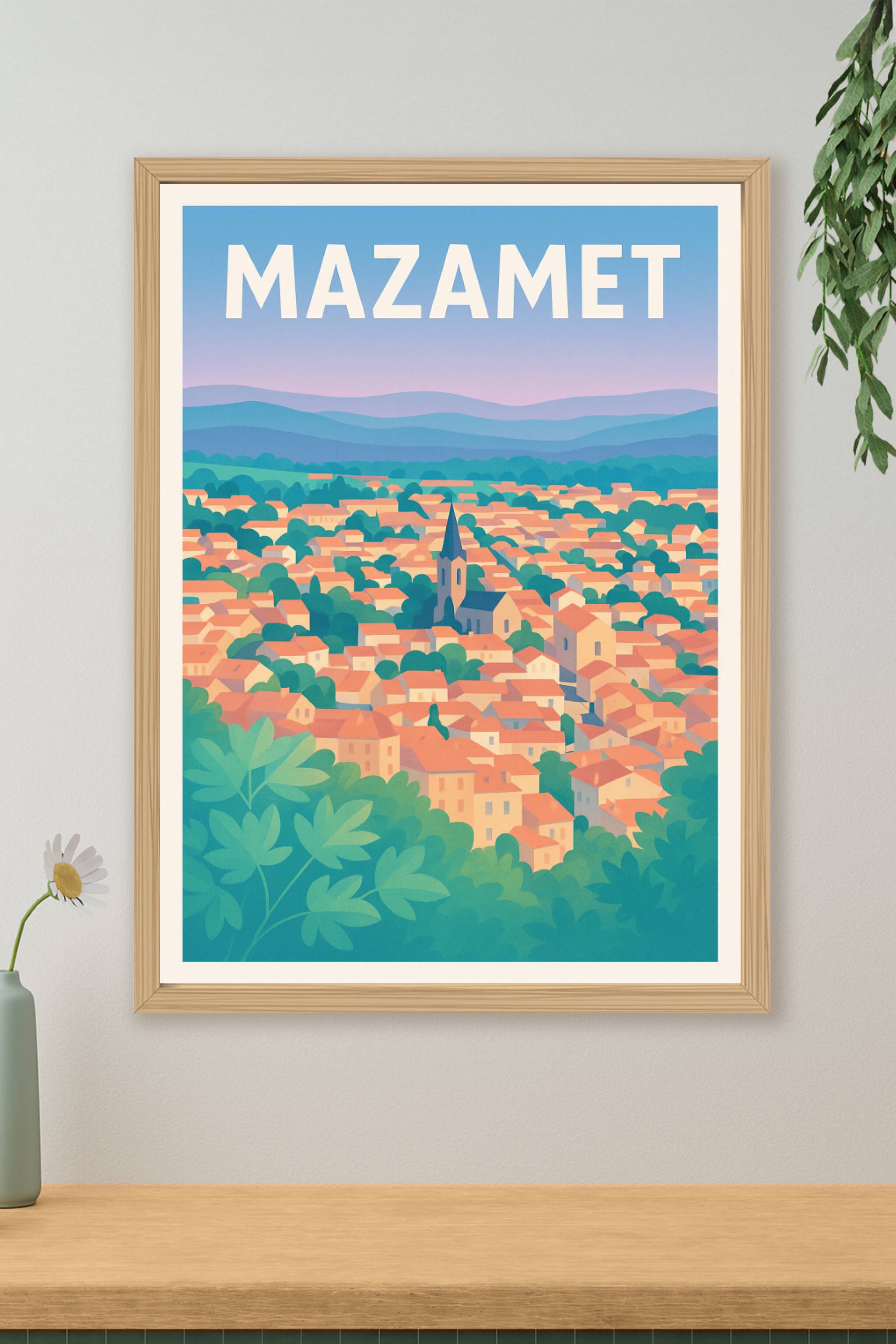 Affiche de Mazamet - Vue panoramique colorée et apaisante