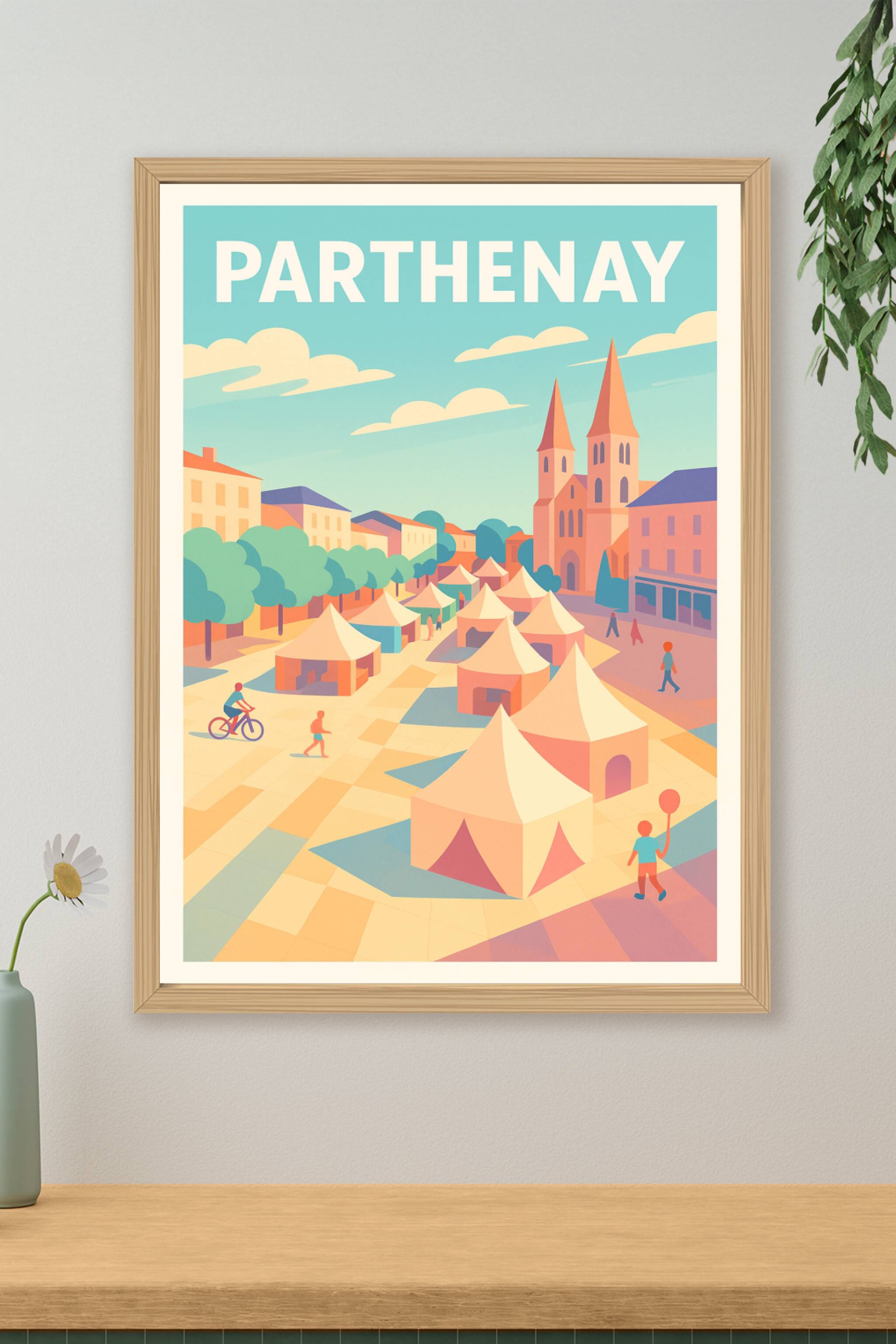 Affiche de Parthenay - L'animation chaleureuse de la ville médiévale