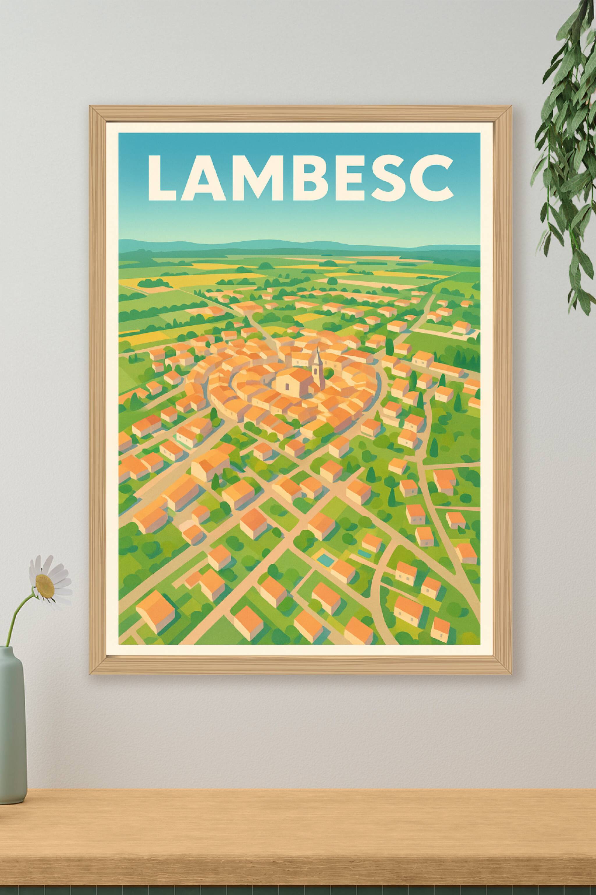 Affiche de Lambesc - Vue panoramique au charme provençal