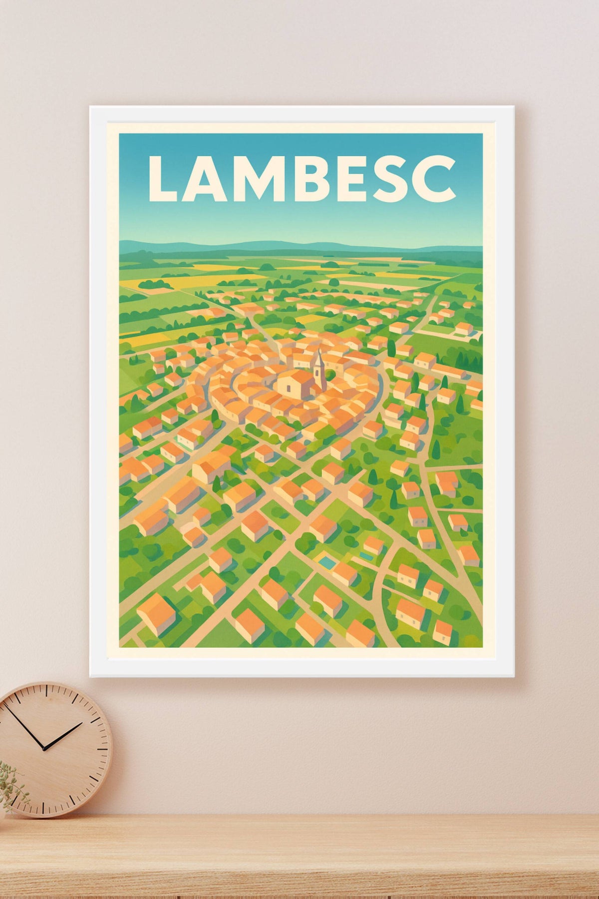 Affiche de Lambesc - Vue panoramique au charme provençal
