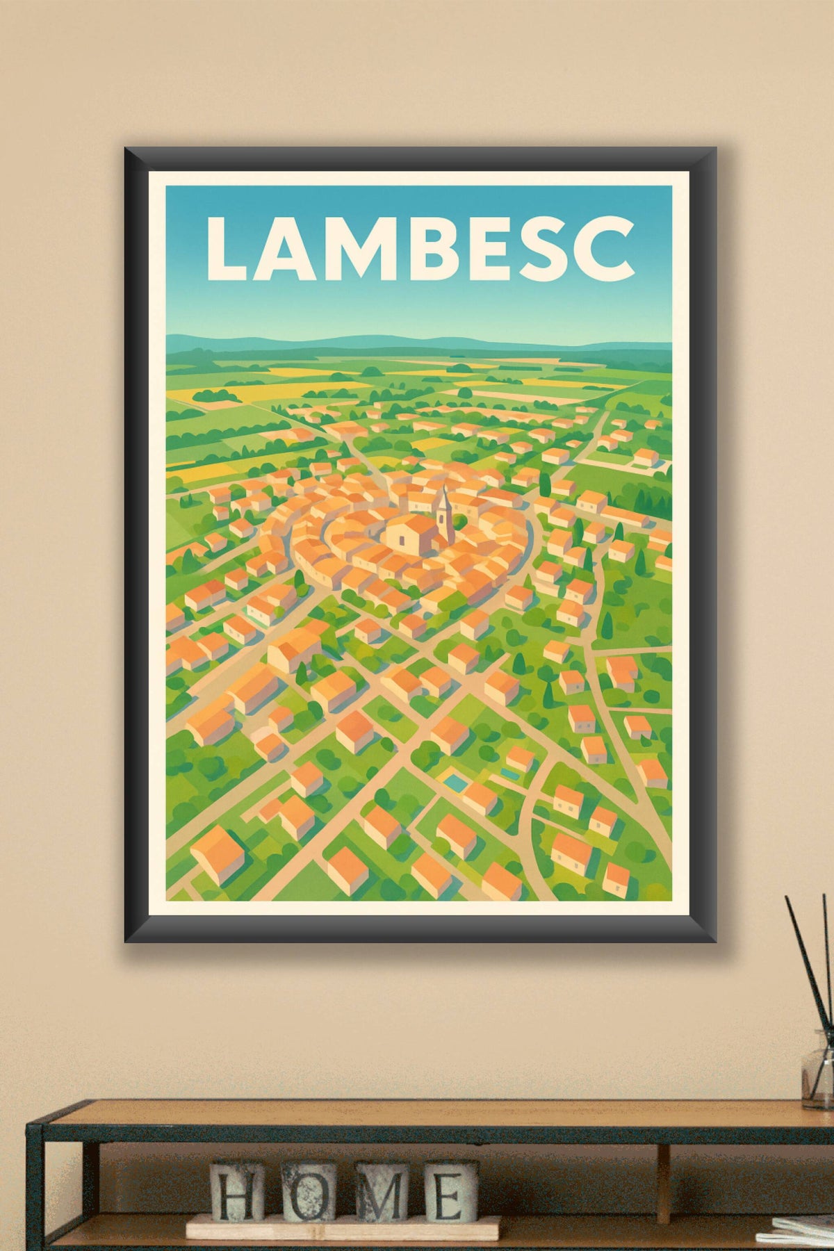 Affiche de Lambesc - Vue panoramique au charme provençal