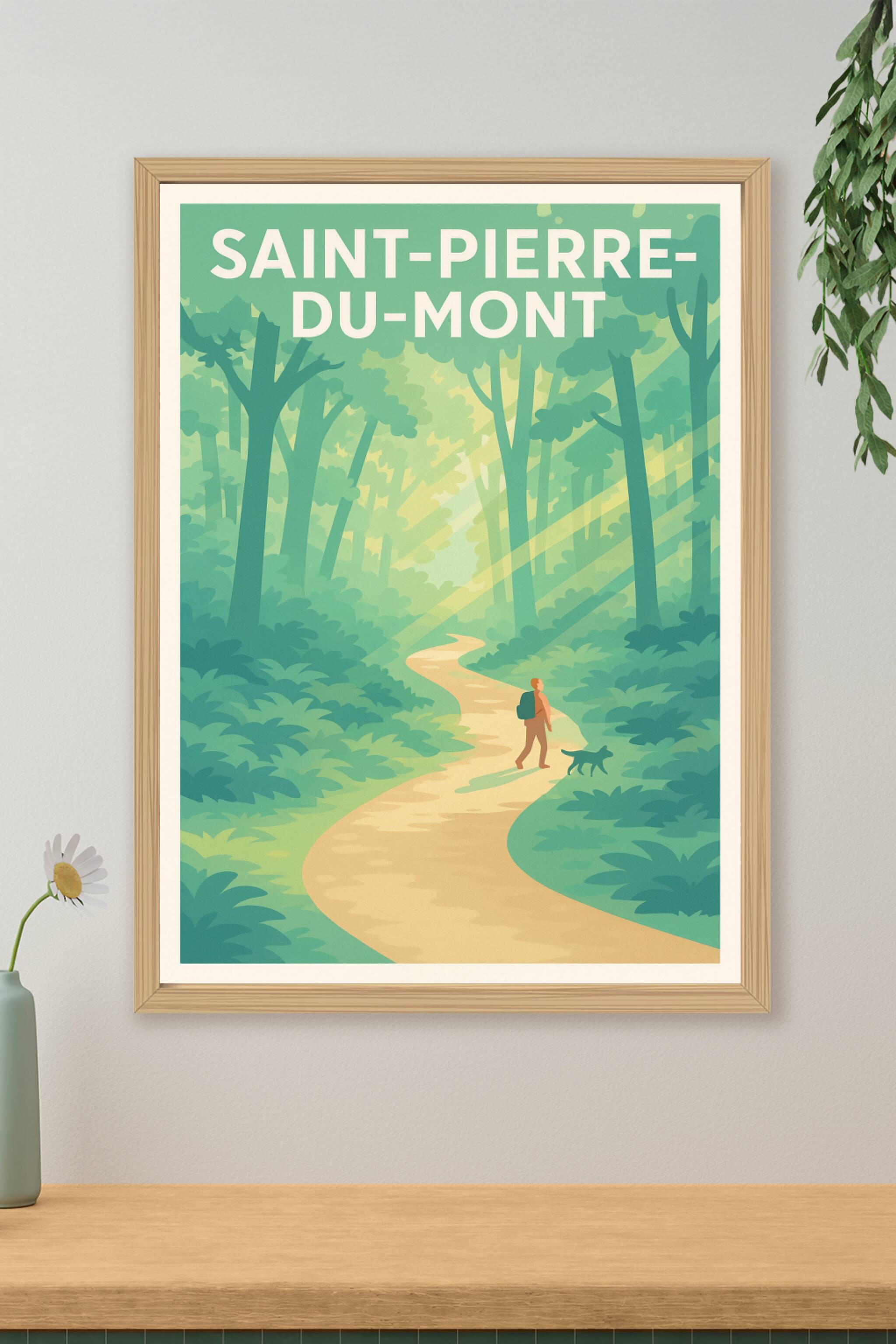 Affiche de Saint-Pierre-du-Mont - Invitation à la promenade en forêt