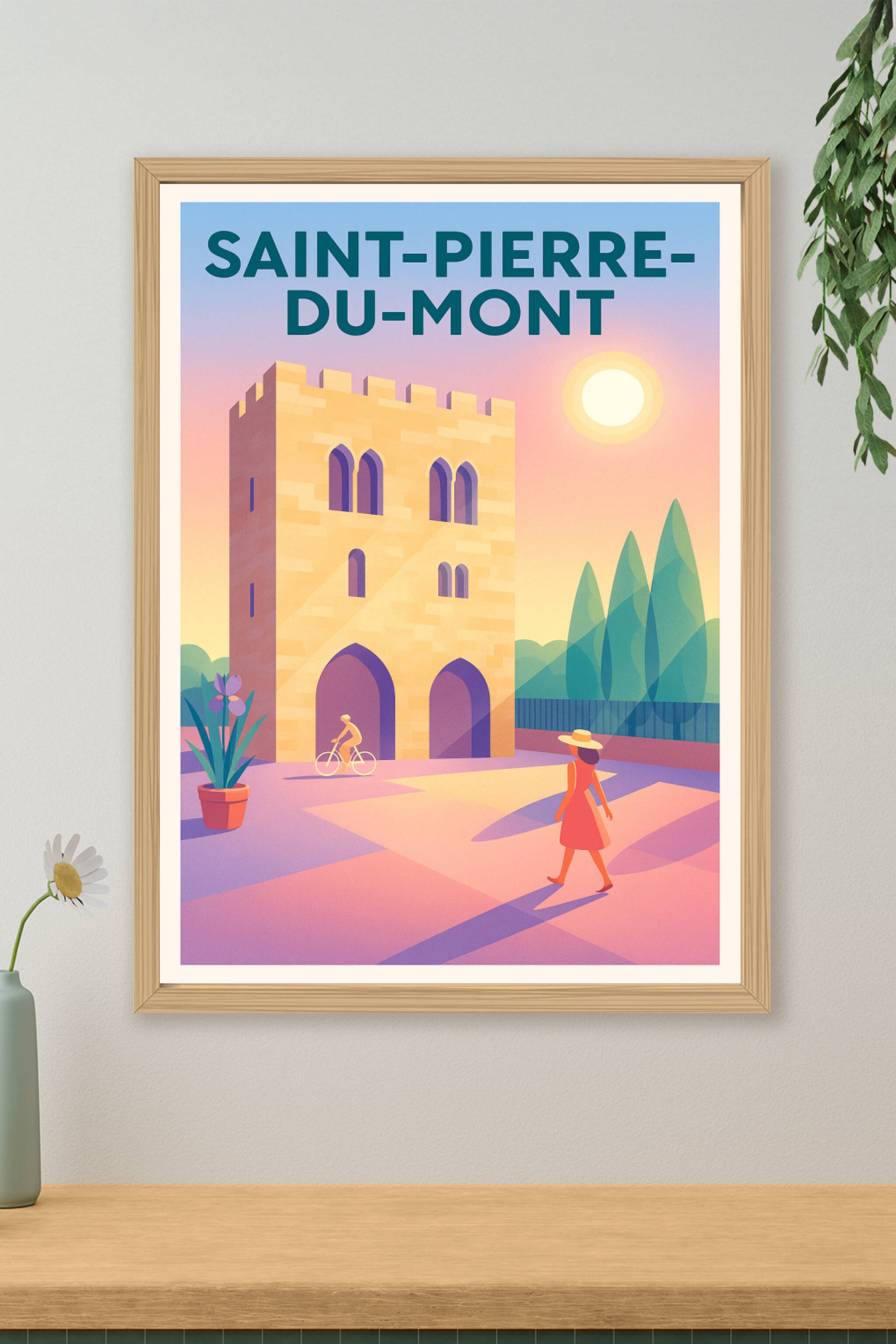 Affiche de Saint-Pierre-du-Mont - L'élégance intemporelle au soleil couchant