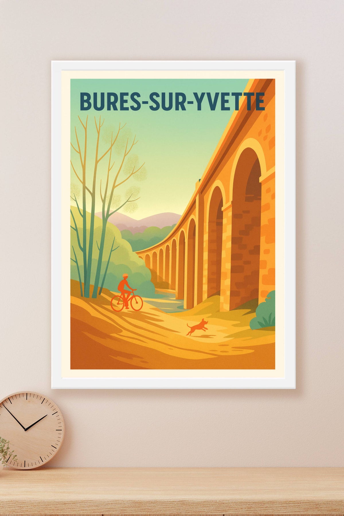 Affiche de Bures-sur-Yvette - L'aqueduc ensoleillé à vélo