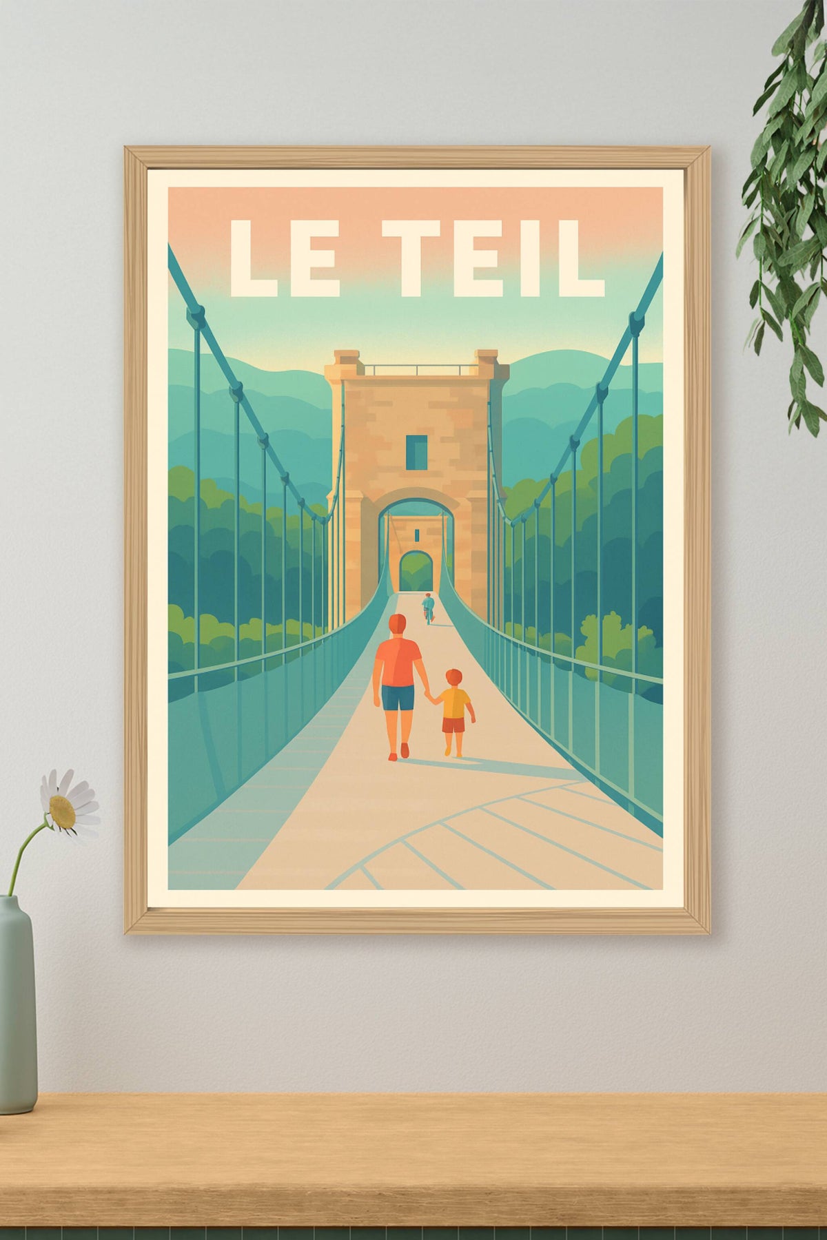 Affiche de Le Teil - Promenade en famille sur le pont suspendu