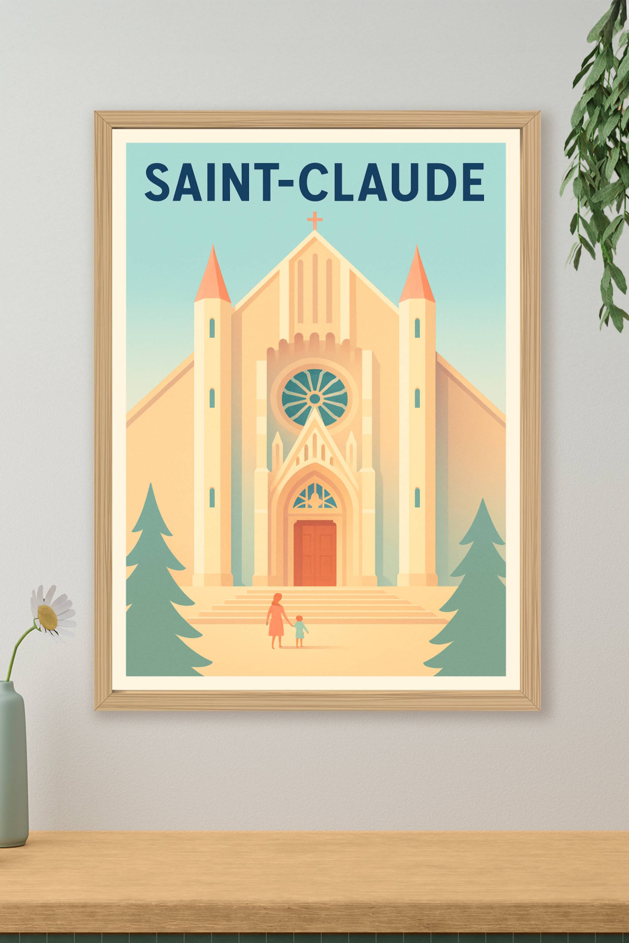Affiche de Saint-Claude - L'église emblématique en lumière douce