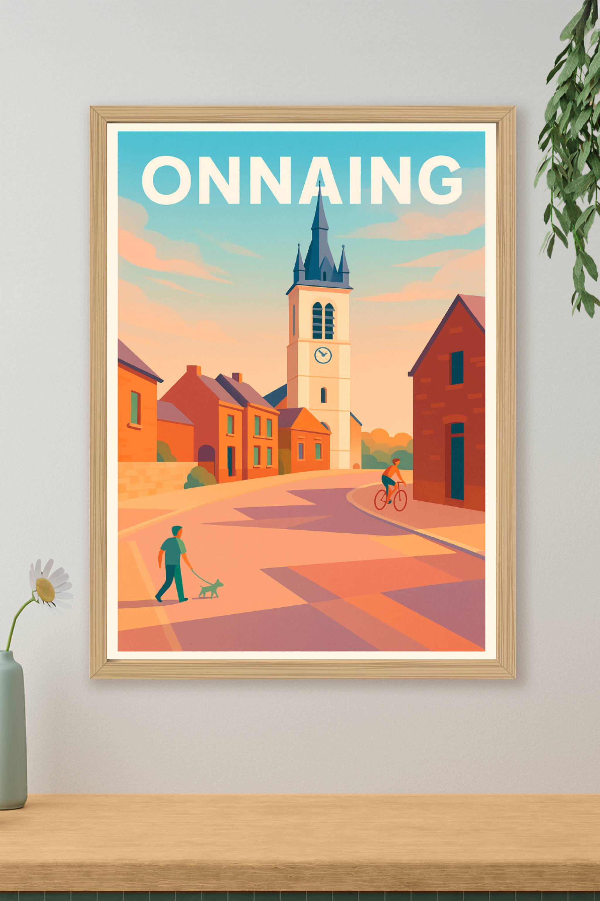 Affiche de Onnaing - Charme tranquille du village au soleil couchant