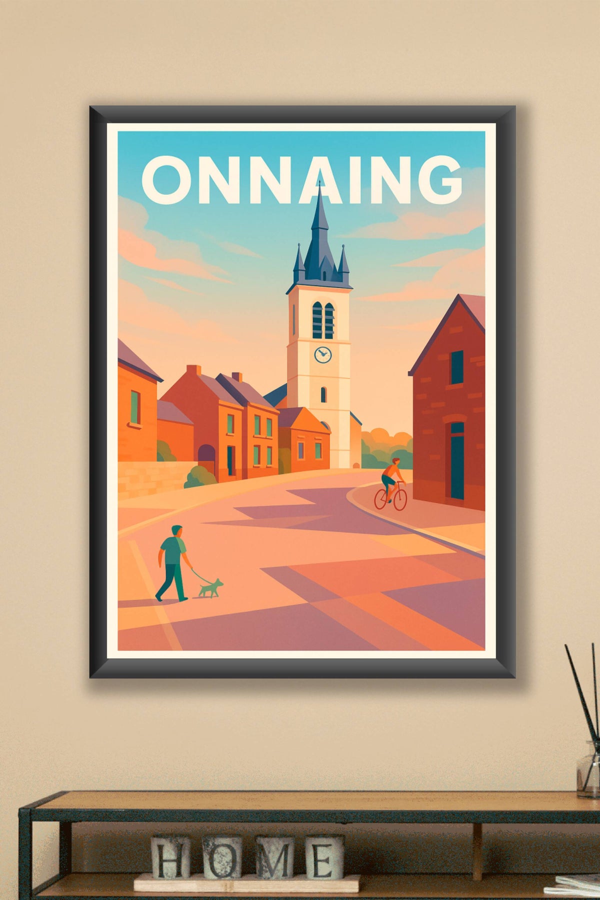 Affiche de Onnaing - Charme tranquille du village au soleil couchant