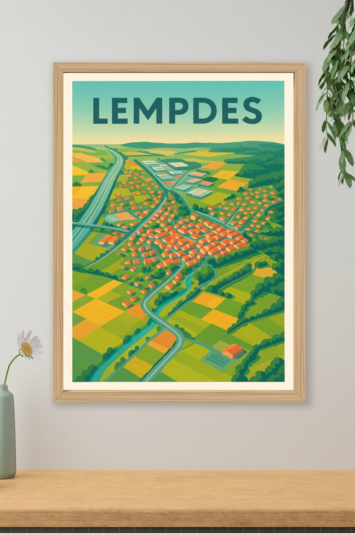 Affiche de Lempdes - Vue aérienne bucolique