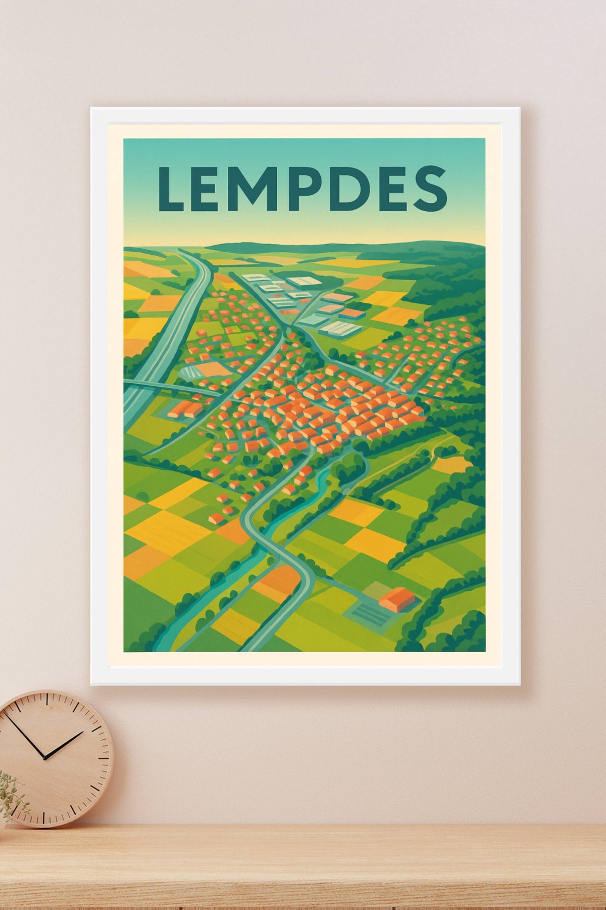 Affiche de Lempdes - Vue aérienne bucolique